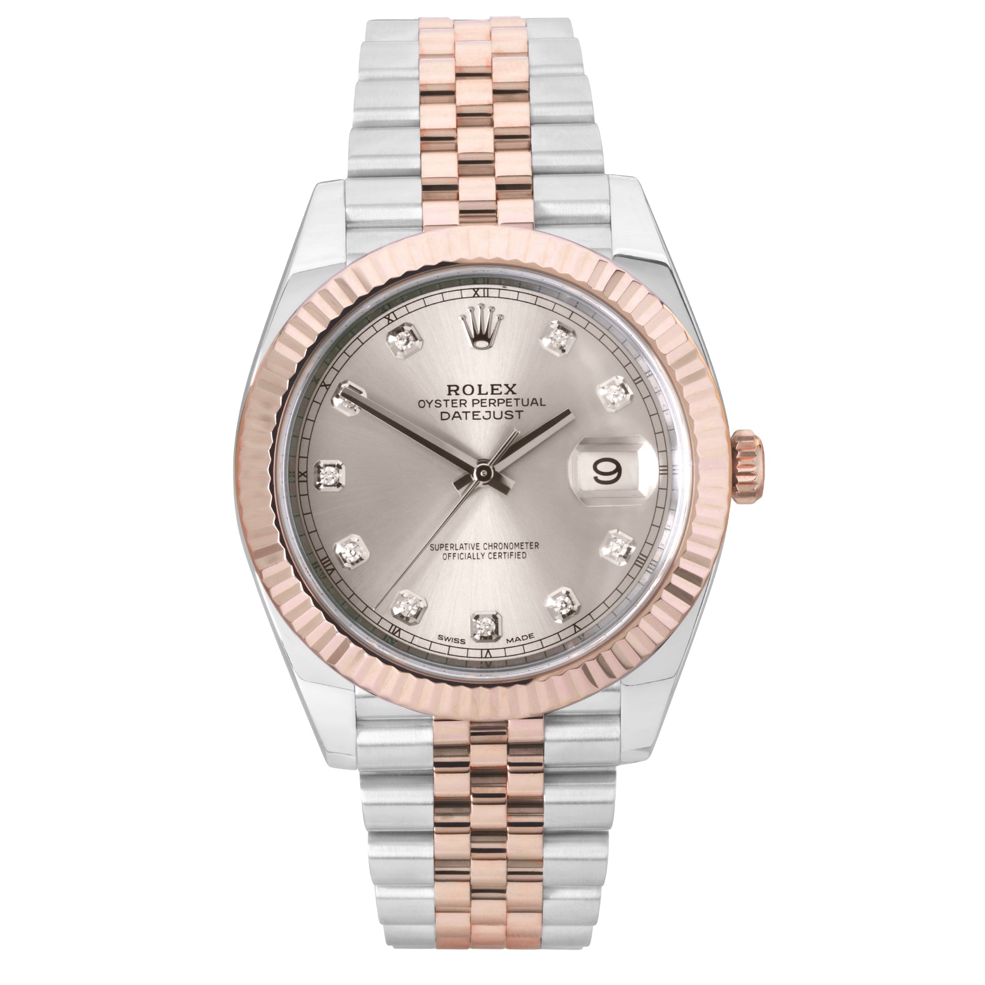 Rolex datejust 41 sale rose gold diamond