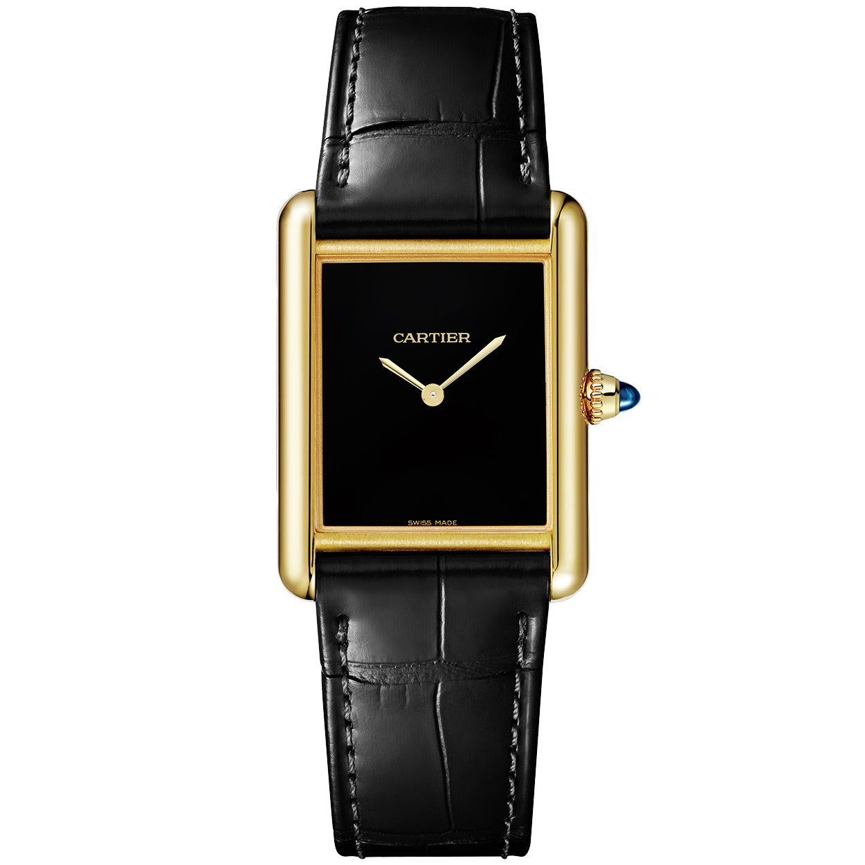 Cartier Tank Louis Large 18ct Yellow Gold Black Dial WGTA0091