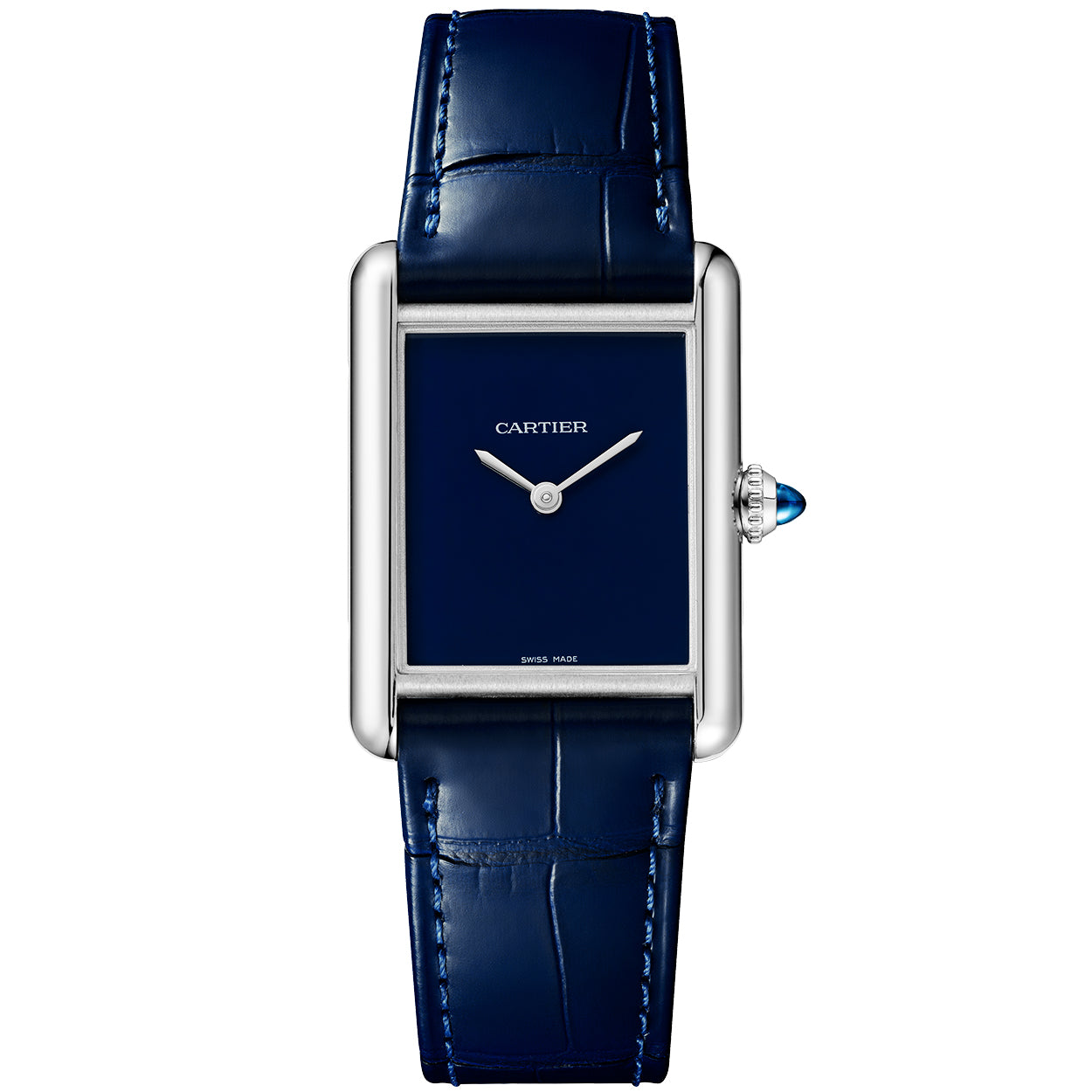 Cartier Tank Must Large Blue Dial Strap Watch WSTA0055