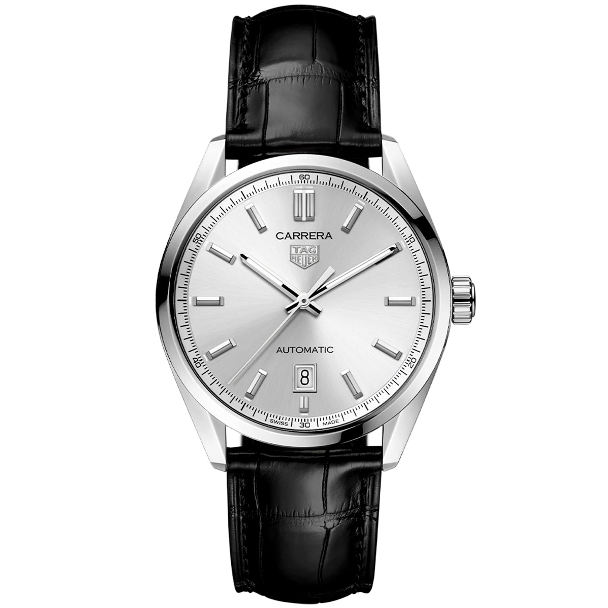 TAG Heuer Carrera 39mm Silver Dial Men s Automatic Leather Strap Watch