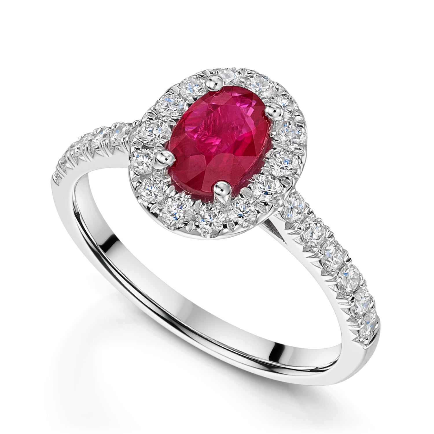 Ruby and deals diamond halo ring