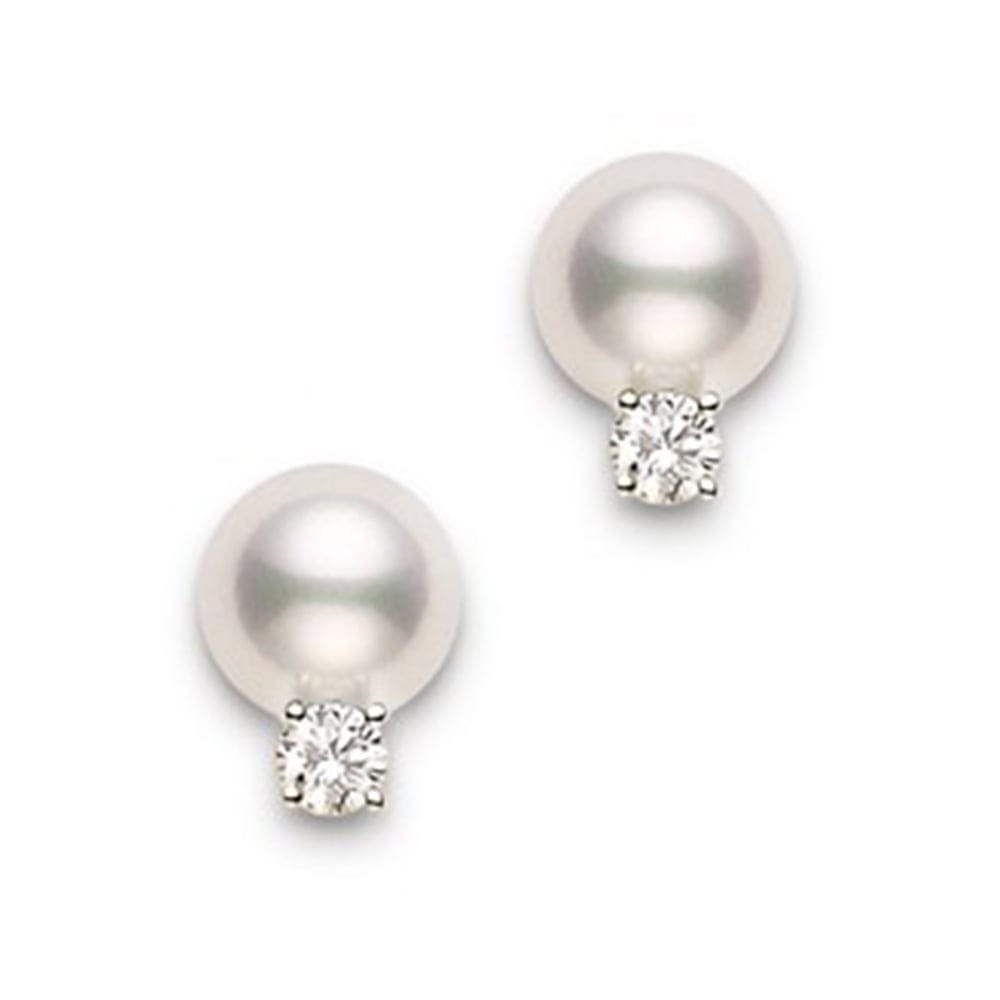 Pearl & diamond discount cluster earrings mikimoto