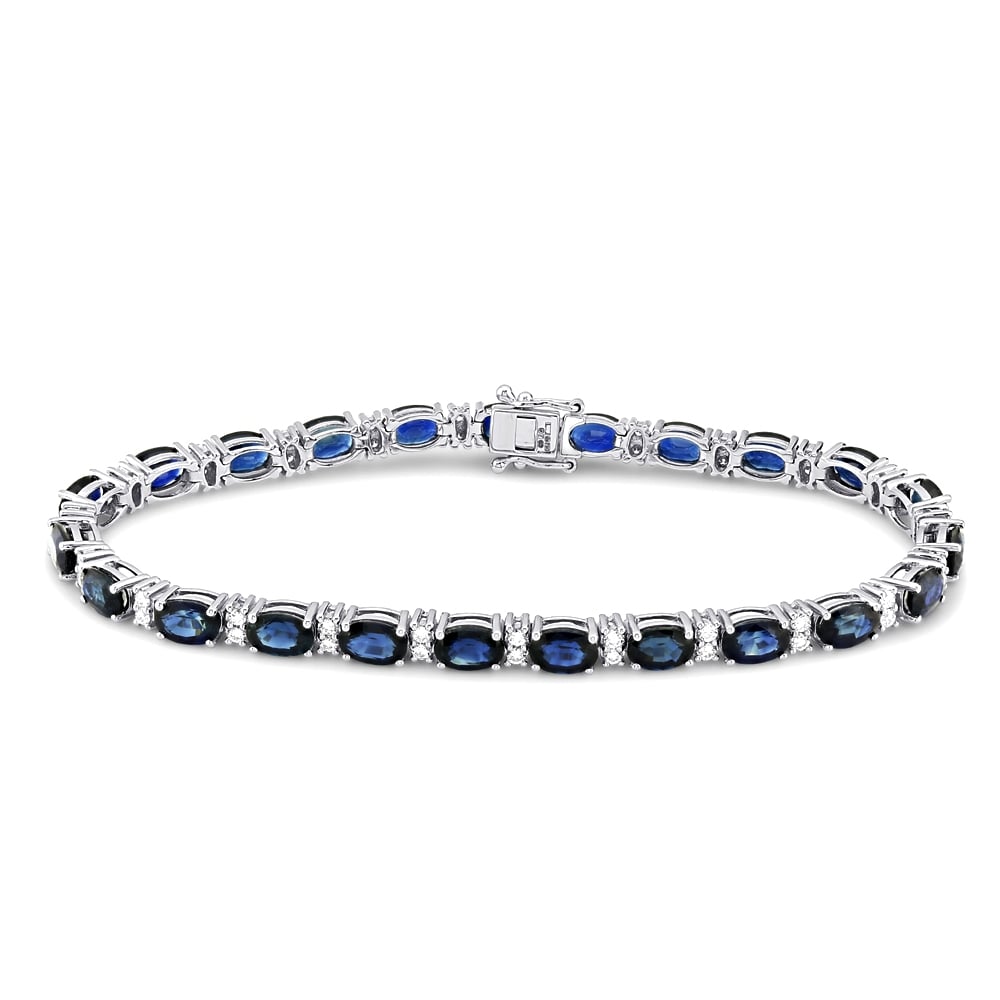 Sapphire and diamond bracelet hot sale in 18k white gold