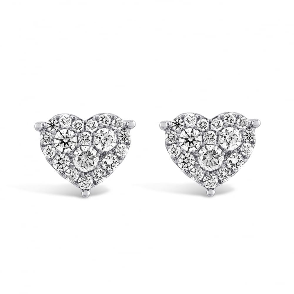 Diamond heart earrings white shop gold