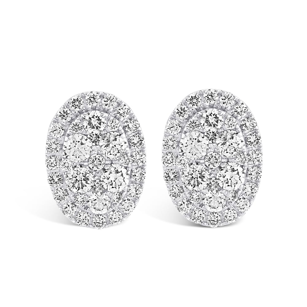 Oval halo clearance diamond earrings