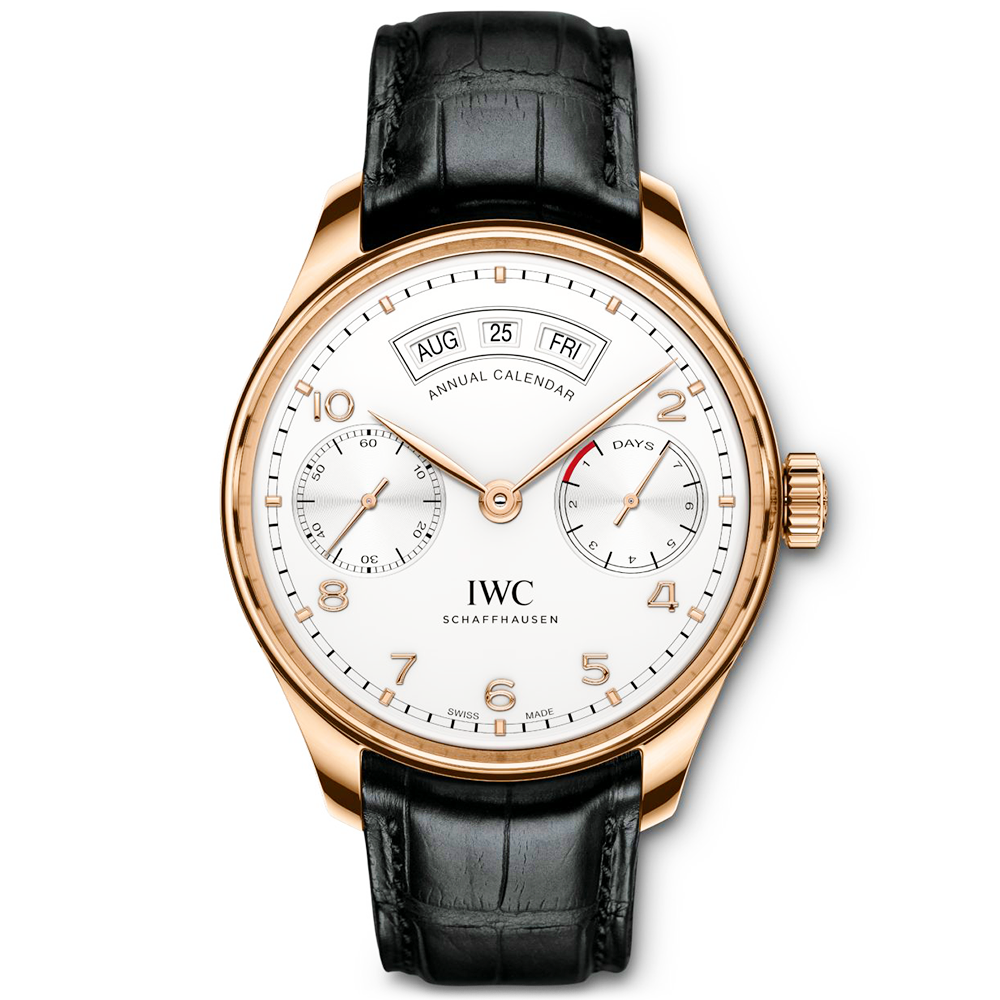 IWC Portugieser Annual Calendar 44mm 18ct Red Gold Silver Dial Watch