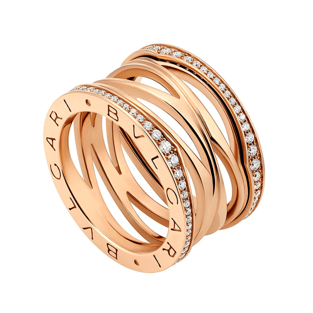 Bvlgari B.Zero1 Zaha Hadid 18ct Rose Gold Diamond Set Four Band Ring