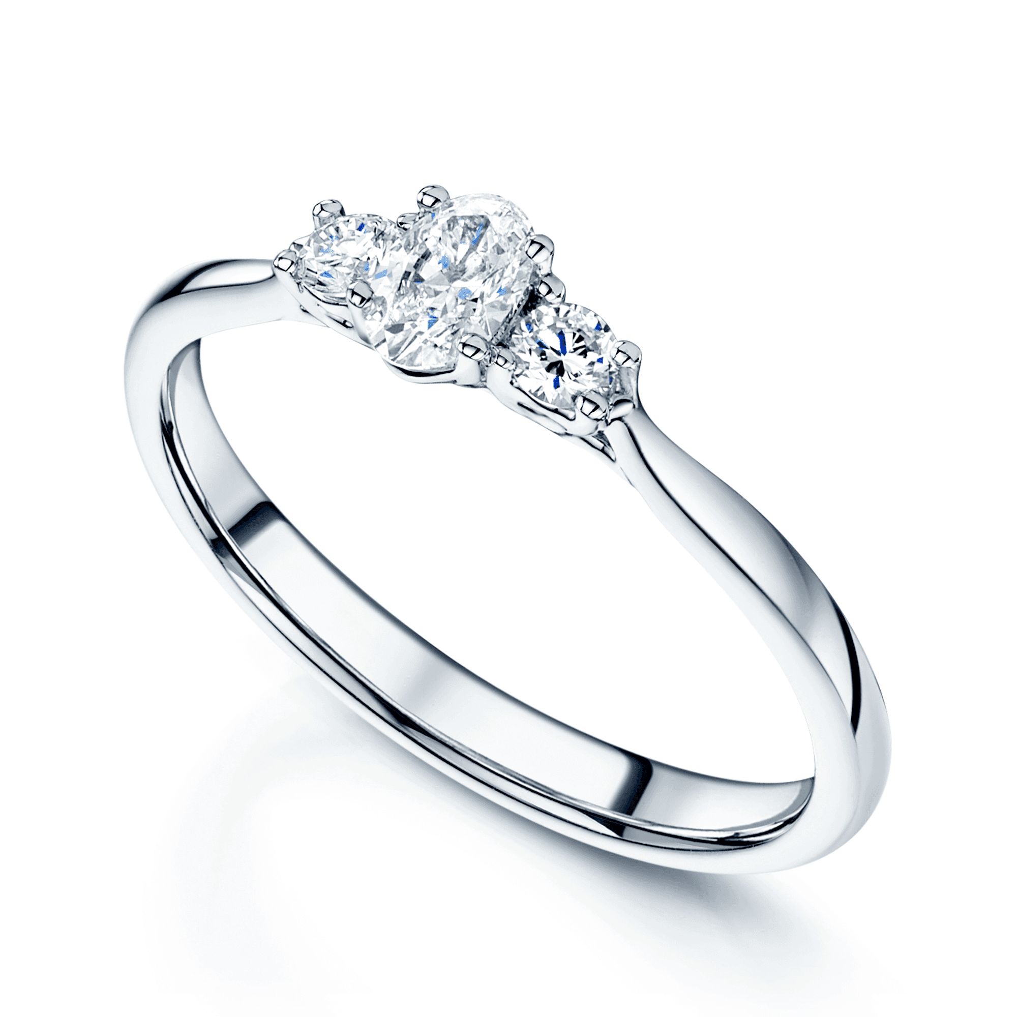 Oval cut 3 store stone engagement rings