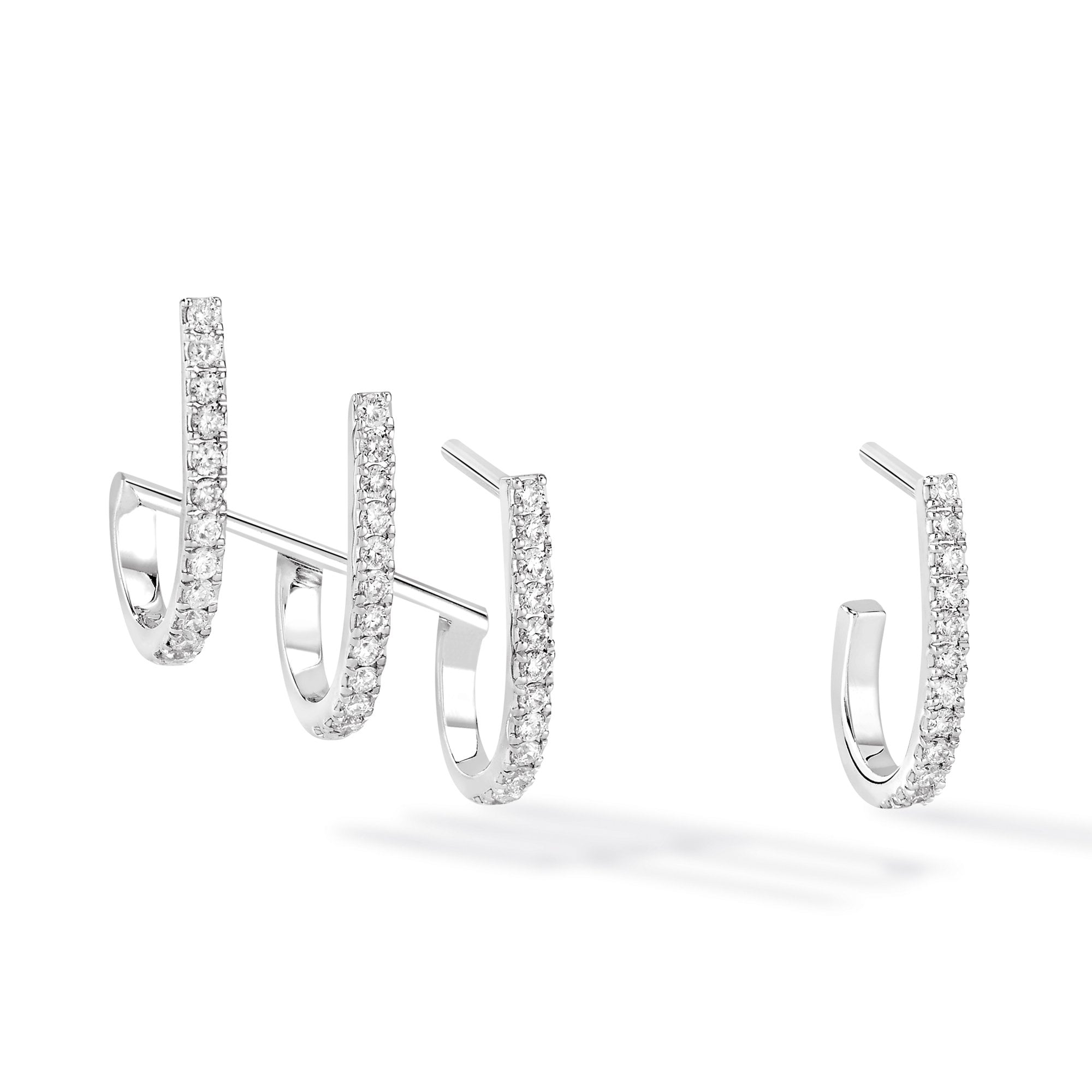 Messika Gatsby Multi Creoles 18ct white gold pave diamond set earrings