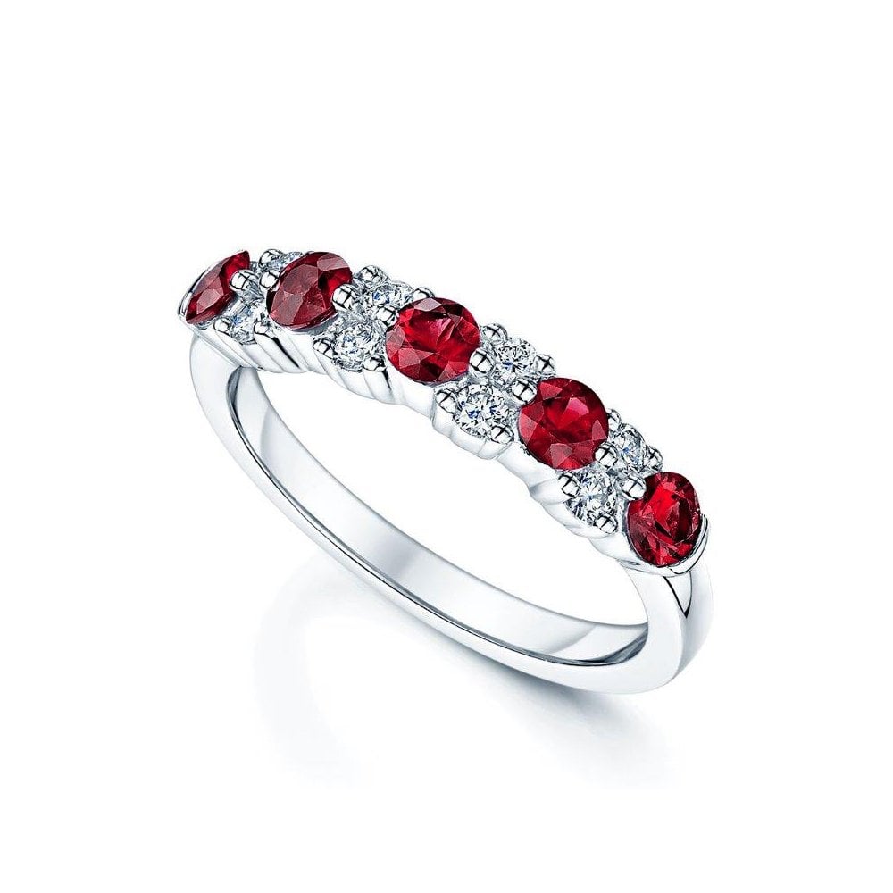 Platinum Ruby Diamond Half Eternity Ring