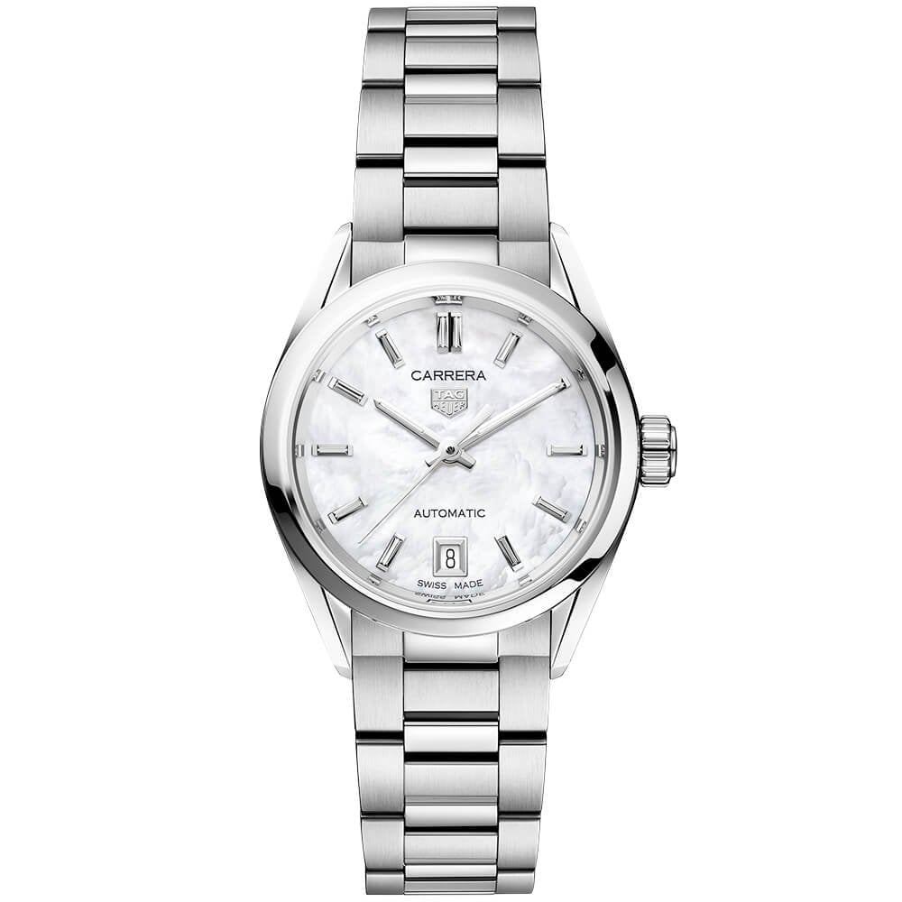 TAG Heuer Carrera 29mm White Mother of Pearl Dial Bracelet Watch