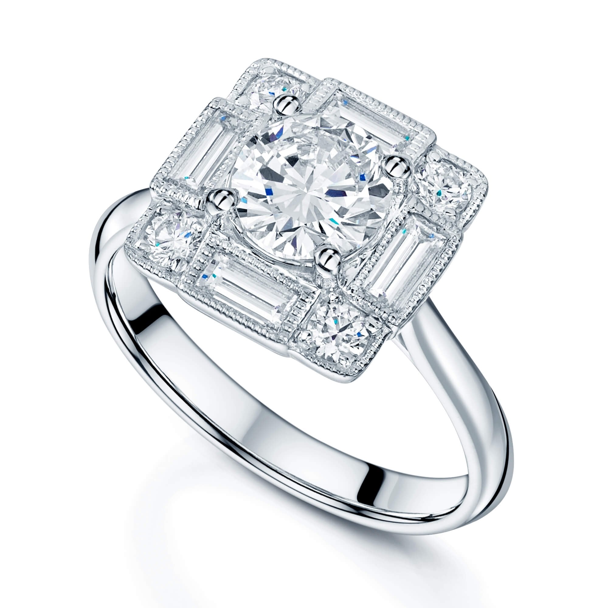 Square diamond engagement on sale ring