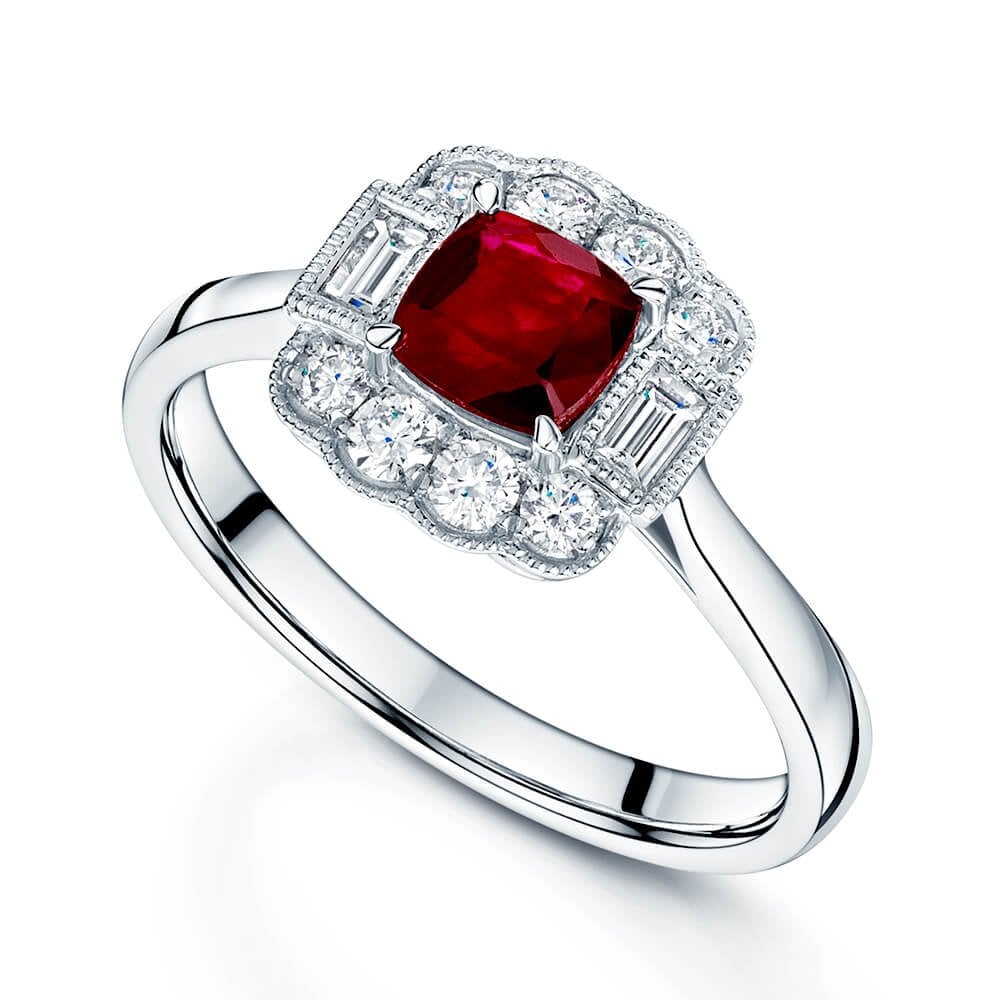 Cushion cut clearance ruby engagement rings