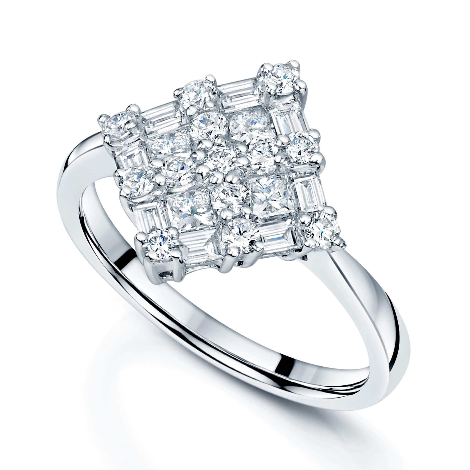 Square cluster sale diamond engagement ring