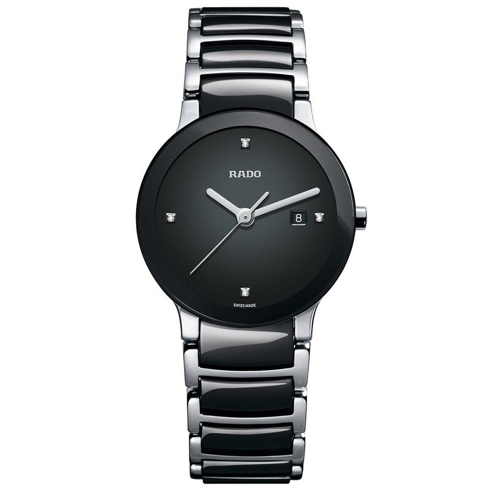 Rado Centrix Jubile Black Ceramic Black Diamond Dial Ladies Watch