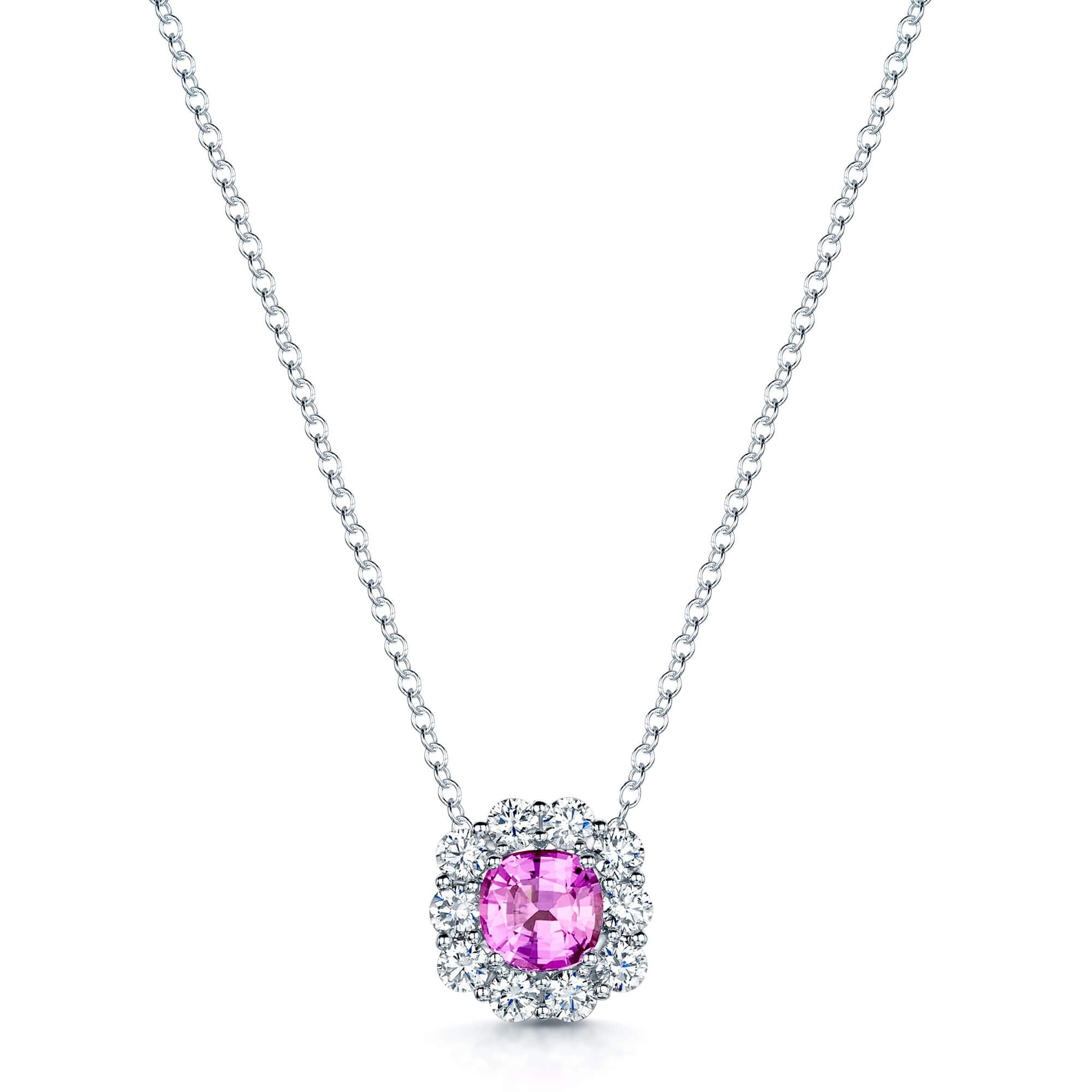 Pink sapphire and diamond shop pendant