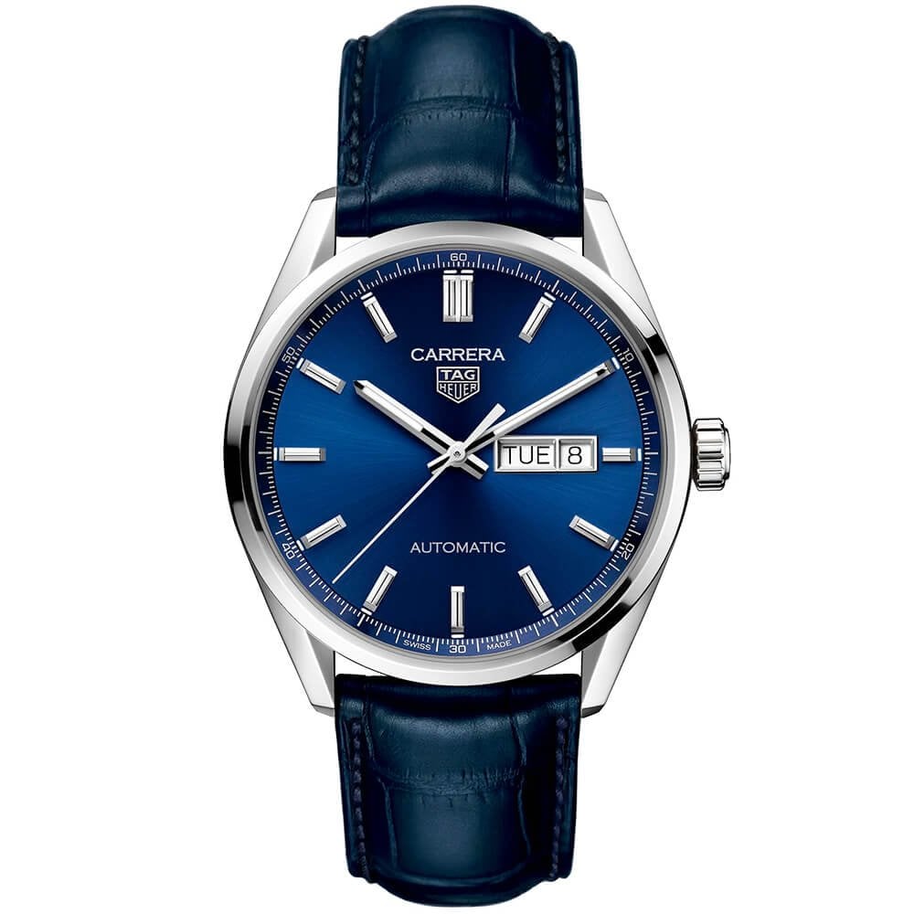 TAG Heuer Carrera 41mm Blue Day Date Dial Men s Automatic Strap Watch