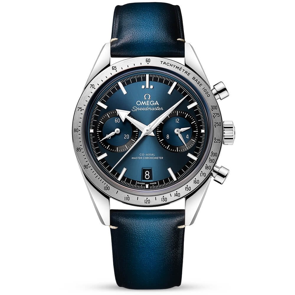 OMEGA Speedmaster 57 40.5mm Blue Dial Chronograph Leather Strap Watch