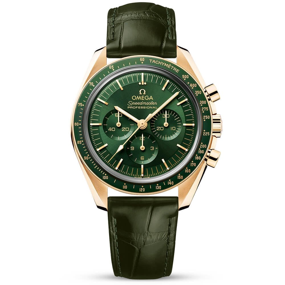 OMEGA Speedmaster Moonwatch 18ct Moonshine Gold Green Dial Watch