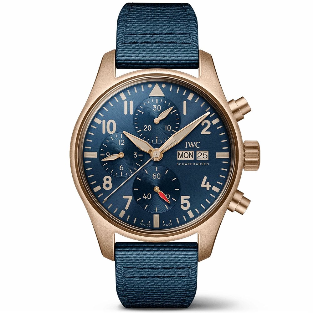 IWC Schaffhausen Pilot s Bronze 41mm Blue Dial Men s Chronograph Watch