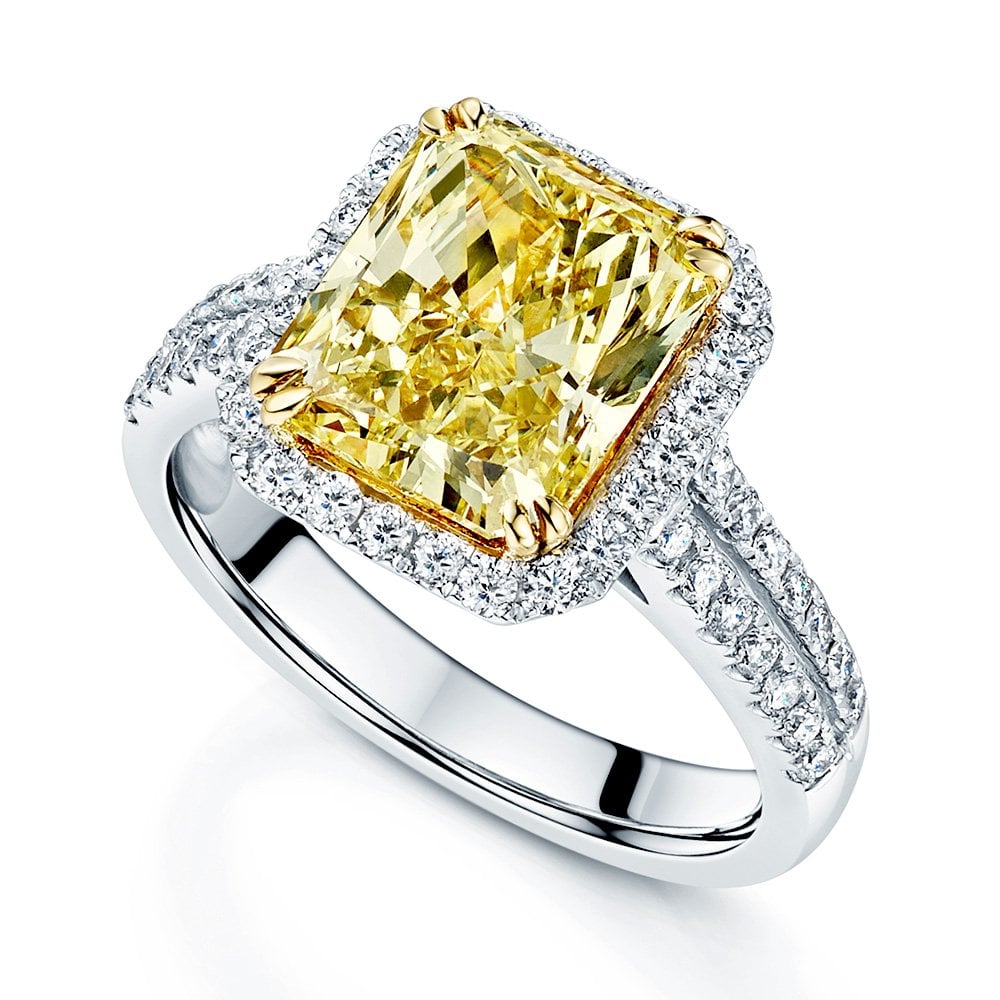 Yellow halo store engagement rings