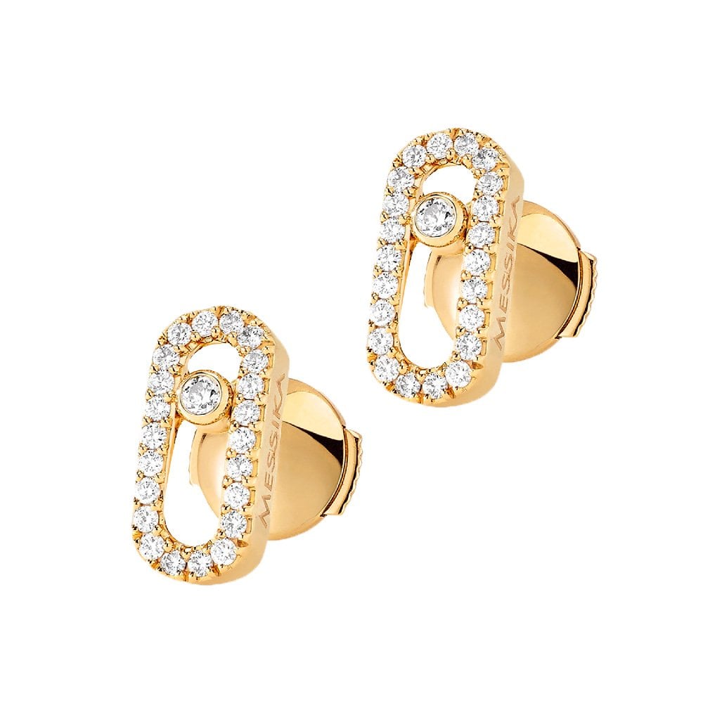 Pink Gold Diamond Stud Earrings Move Uno