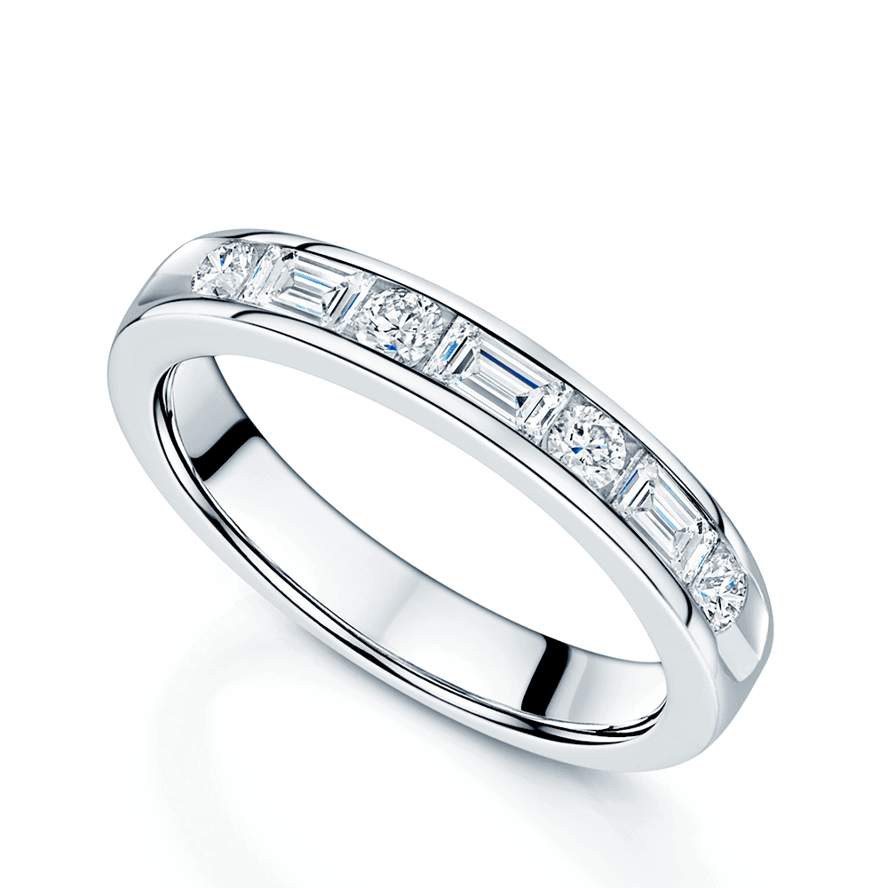 Round and baguette sales eternity band