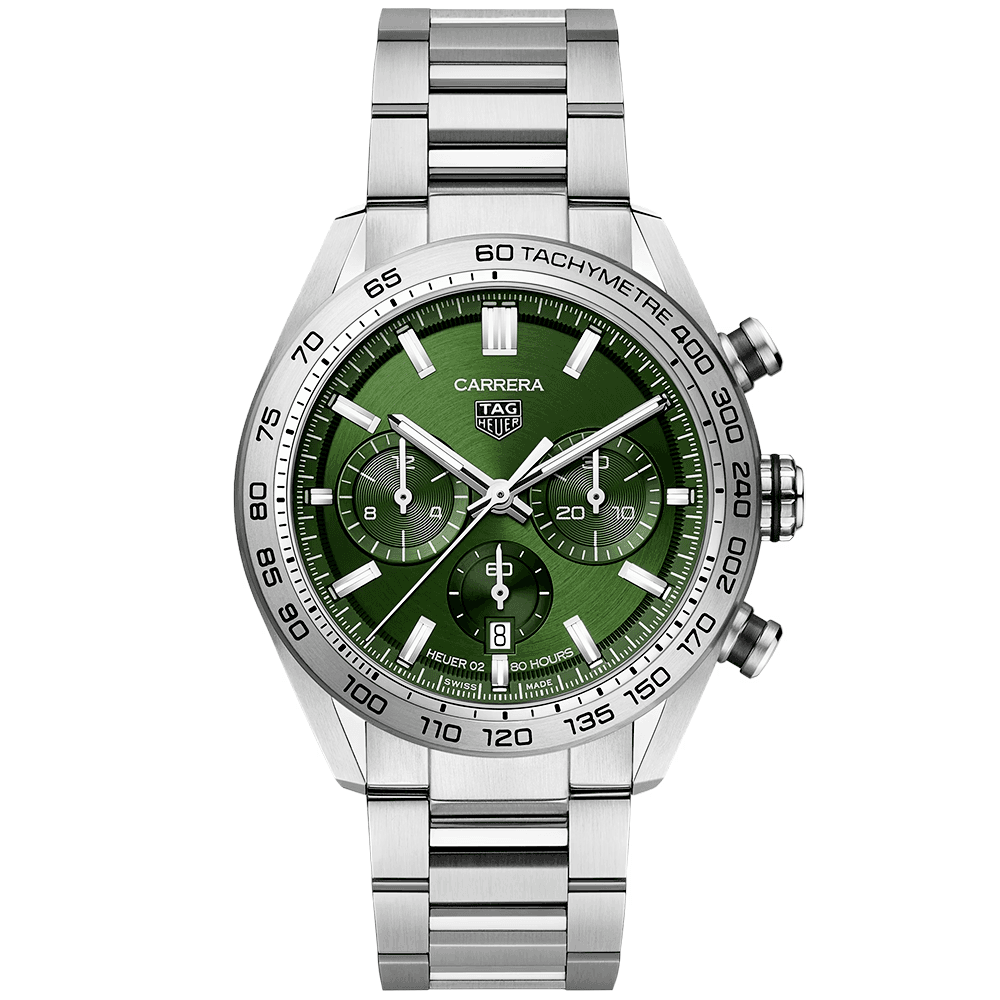 TAG Heuer Carrera 44mm Green Dial Chronograph Bracelet Watch