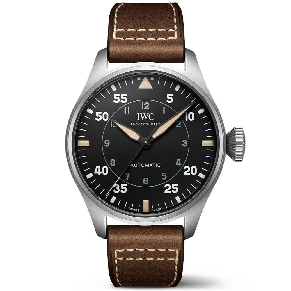 IWC Schaffhausen Big Pilot s Spitfire 43mm Black Dial Strap Watch