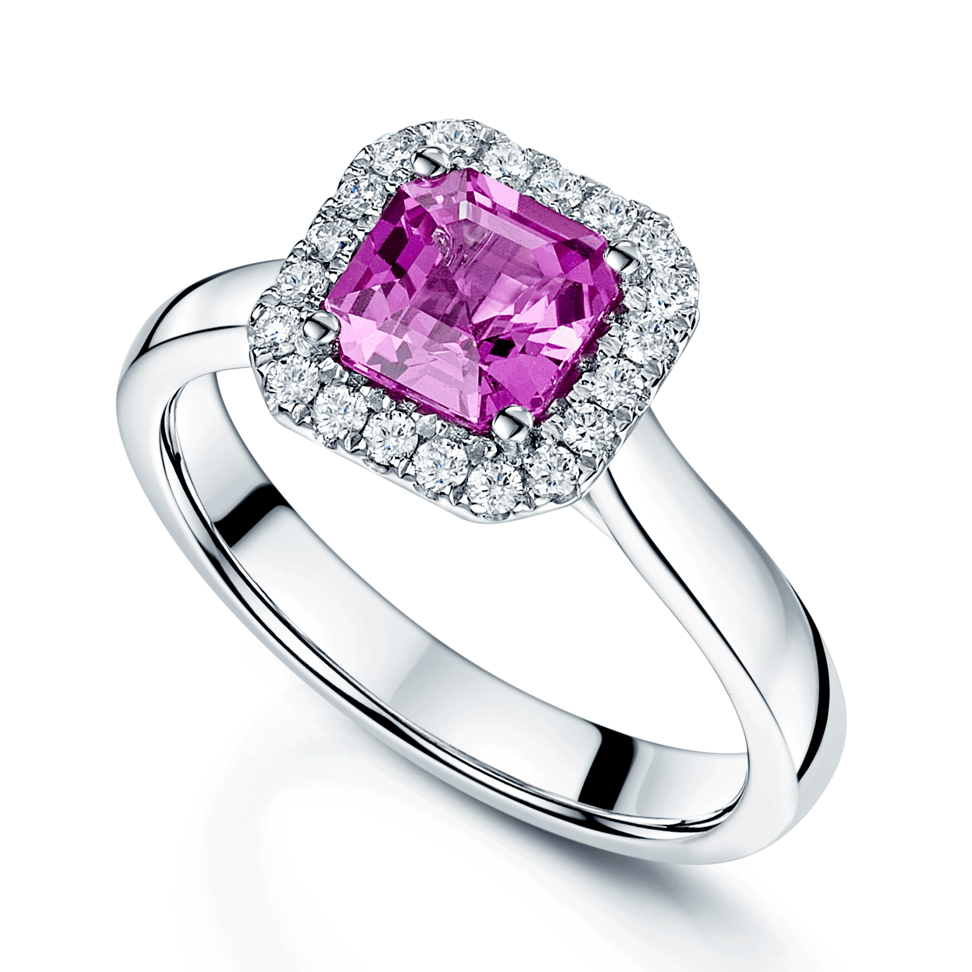 Square pink sapphire deals ring