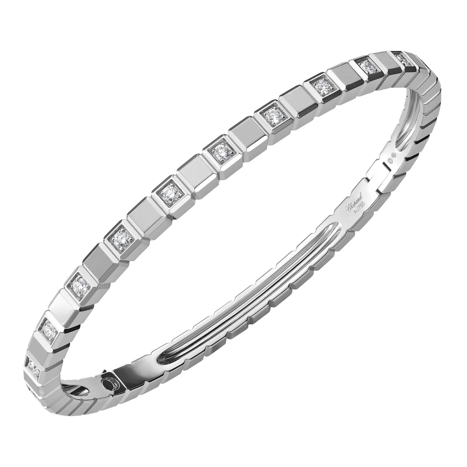 18ct White Gold And Diamond Ice Cube Bangle