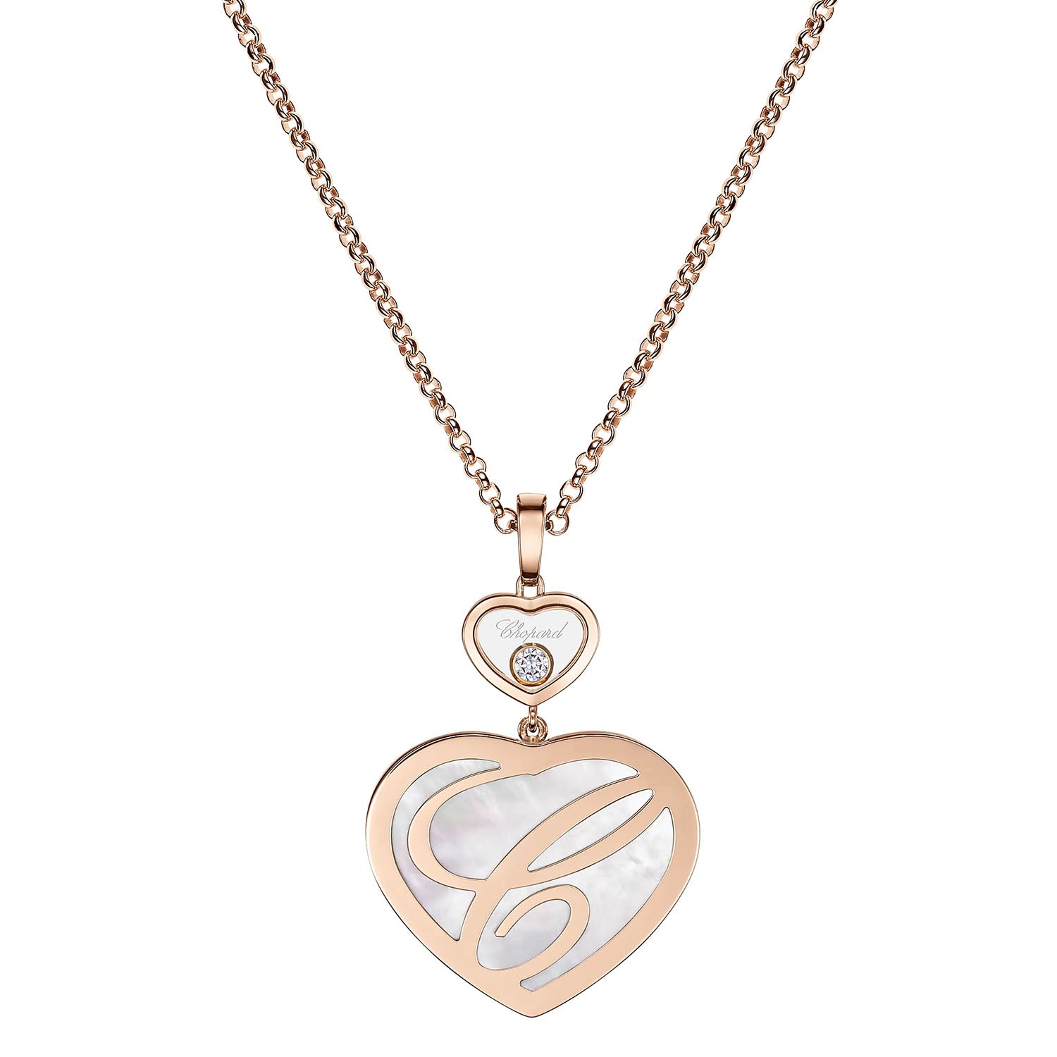 Chopard 18ct Rose Gold Happy Hearts Mother of Pearl Pendant - Berry's Jewellers