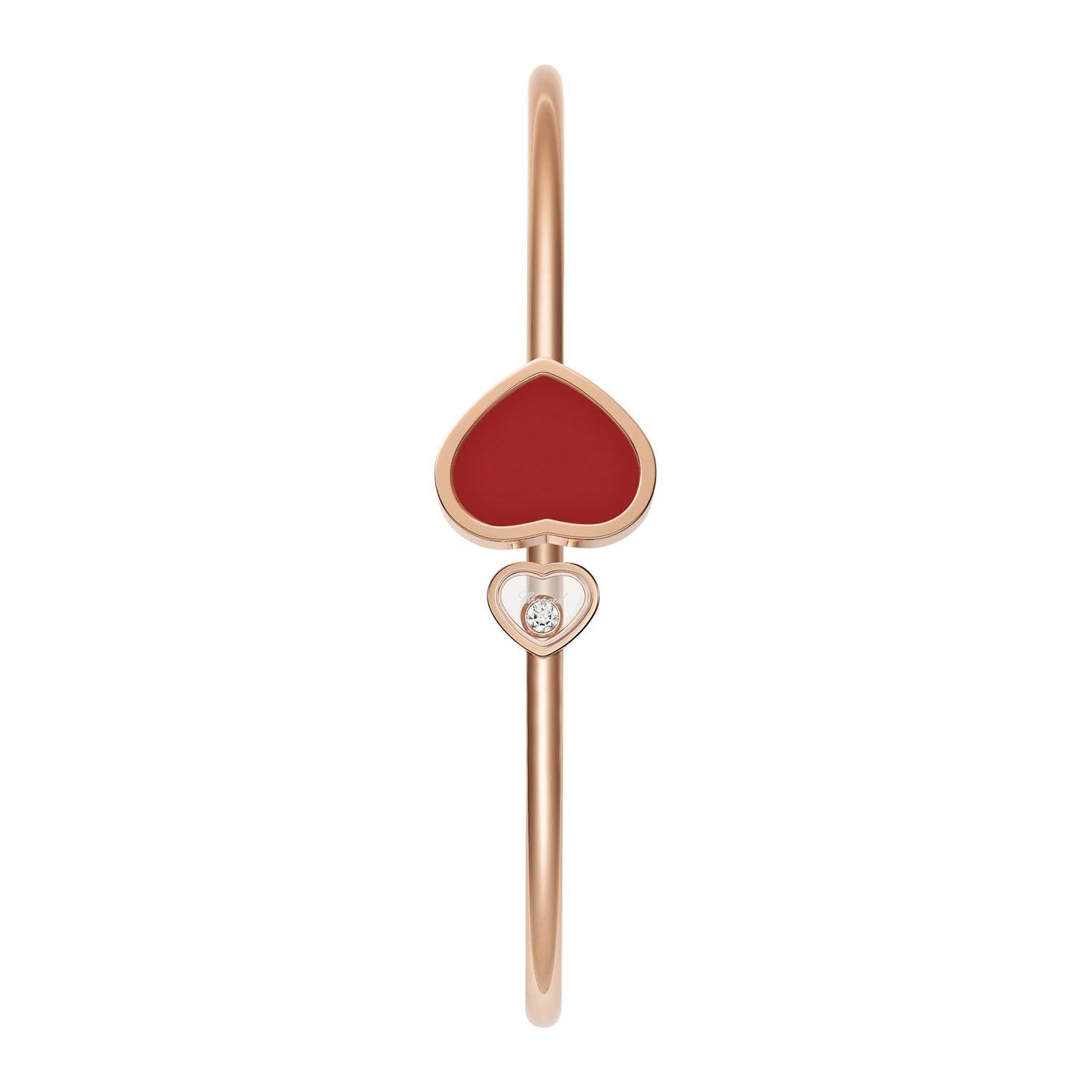 18ct Rose Gold Happy Hearts Carnelian & Diamond Bangle