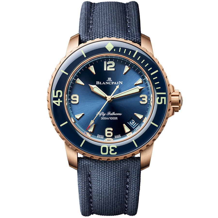 Fifty Fathoms 42.3mm Automatique Blue Dial & Canvas Strap Watch