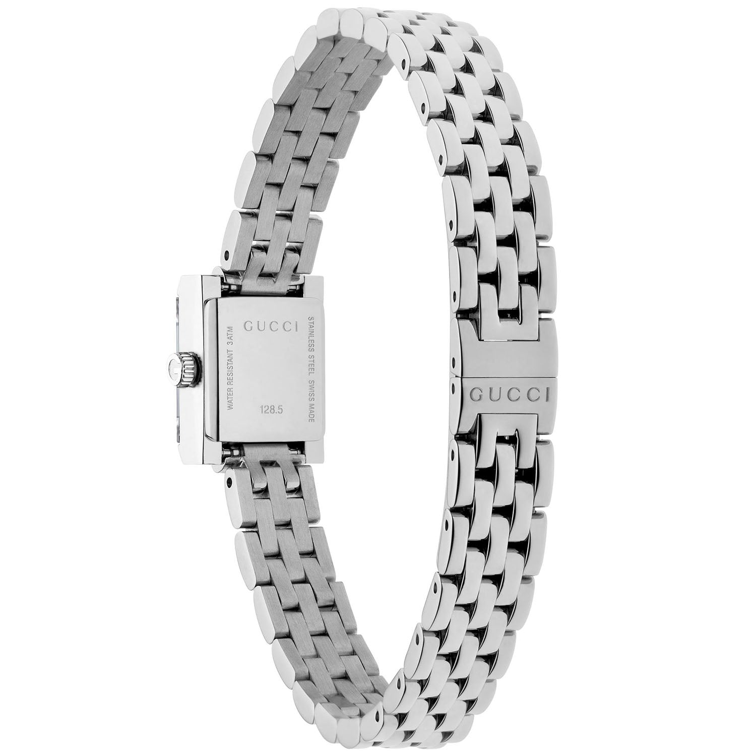 G-Frame Stainless Steel Black Diamond Dial Square Bracelet Watch