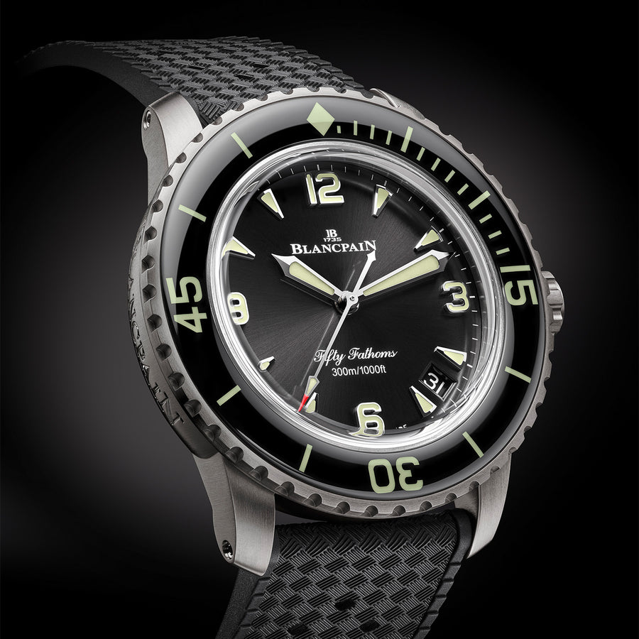 Fifty Fathoms 42.3mm Automatique Black Dial & Rubber Strap Watch