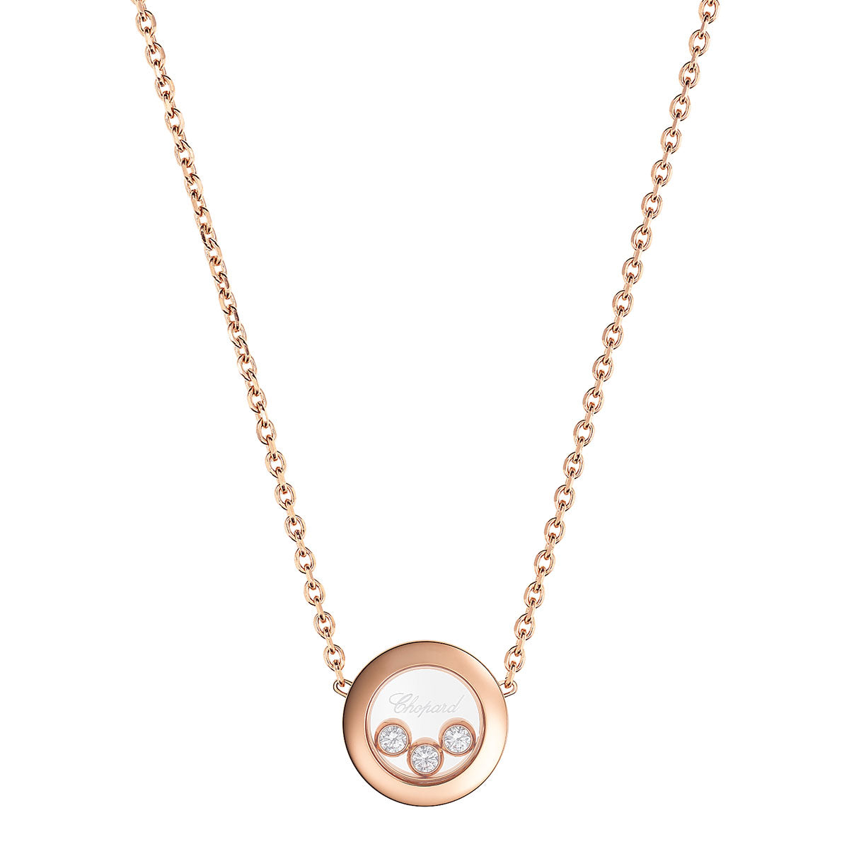 Chopard Happy Diamonds Icons 18ct Rose Gold Three Diamond Necklace - Berry's Jewellers