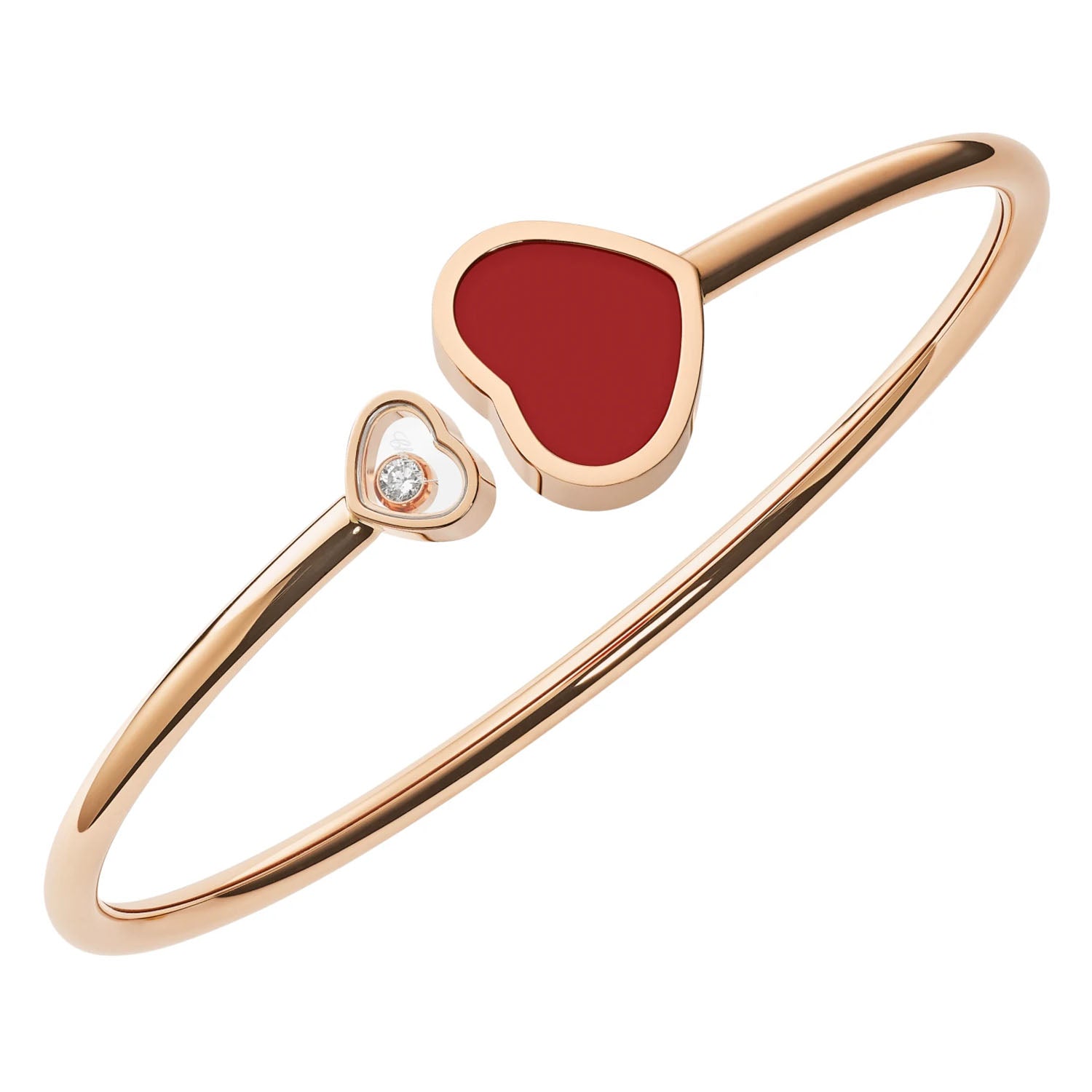 Chopard 18ct Rose Gold Happy Hearts Carnelian & Diamond Bangle - Berry's Jewellers