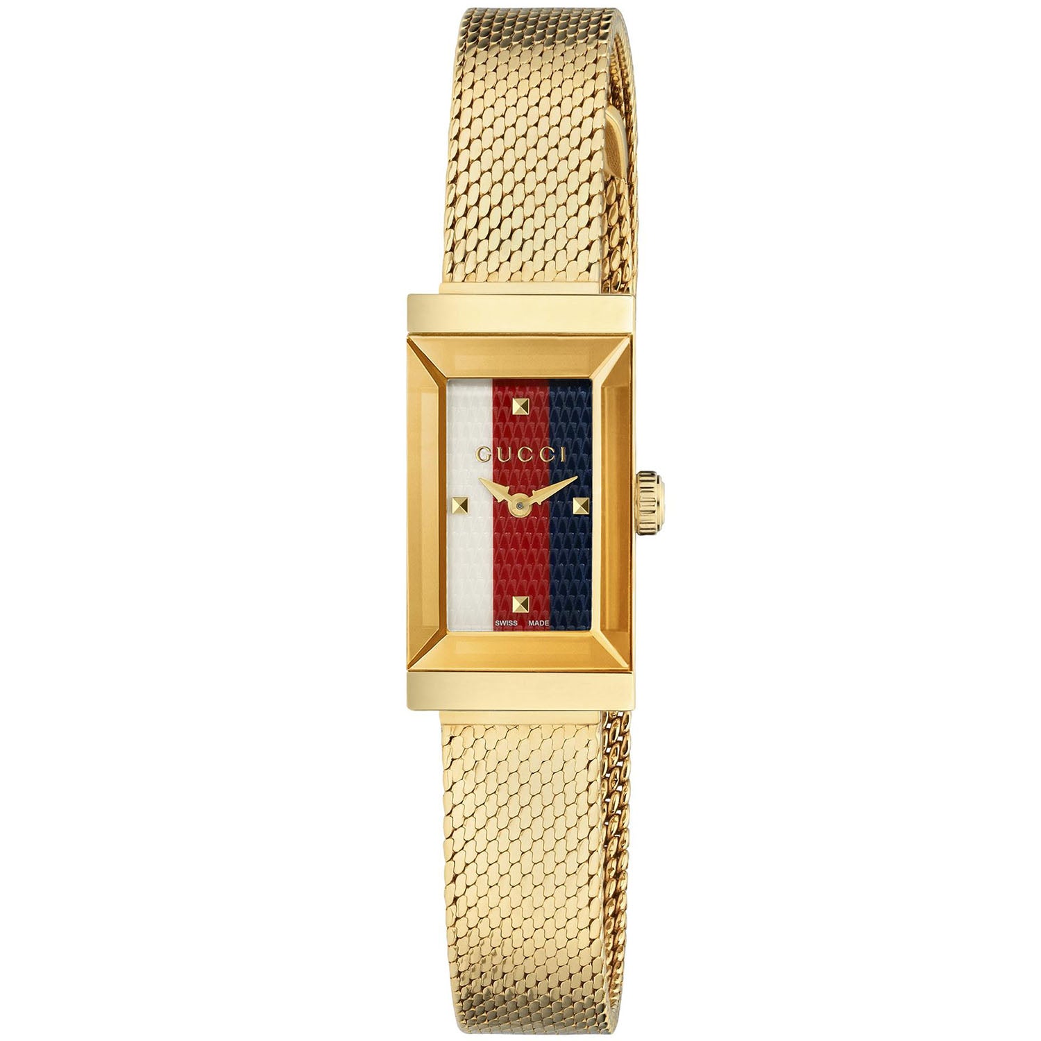 G-Frame Yellow PVD White & Red/Blue Dial Ladies Steel Bracelet Watch