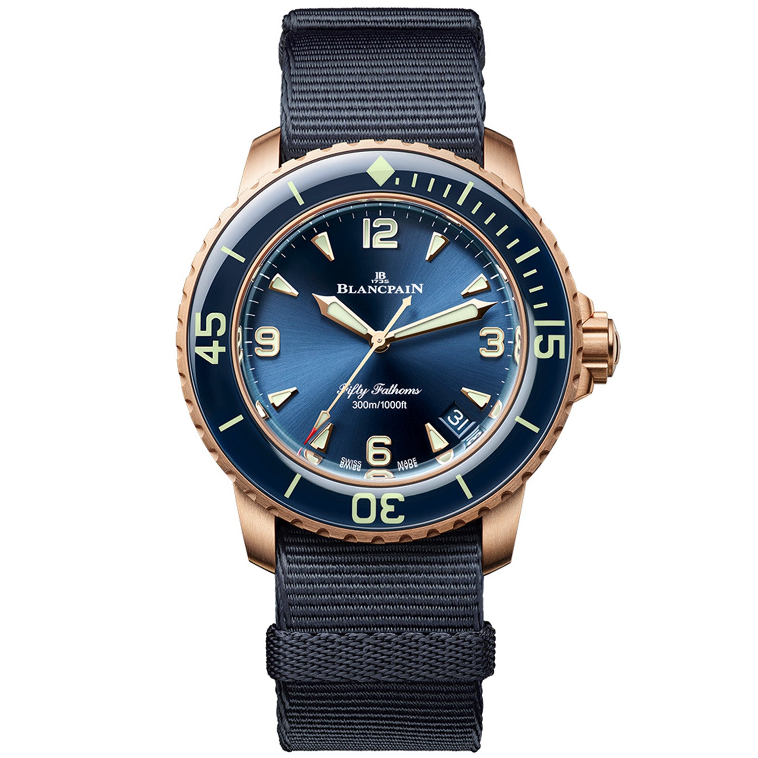 Fifty Fathoms 42.3mm Automatique Black Dial & Canvas Strap Watch