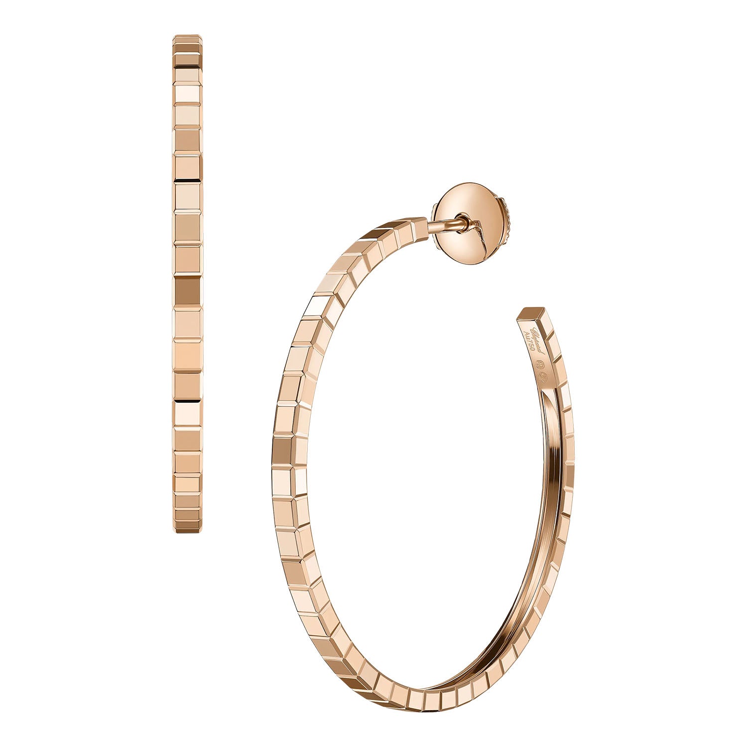 18ct Rose Gold Ice Cube Mini Large Hoop Earrings