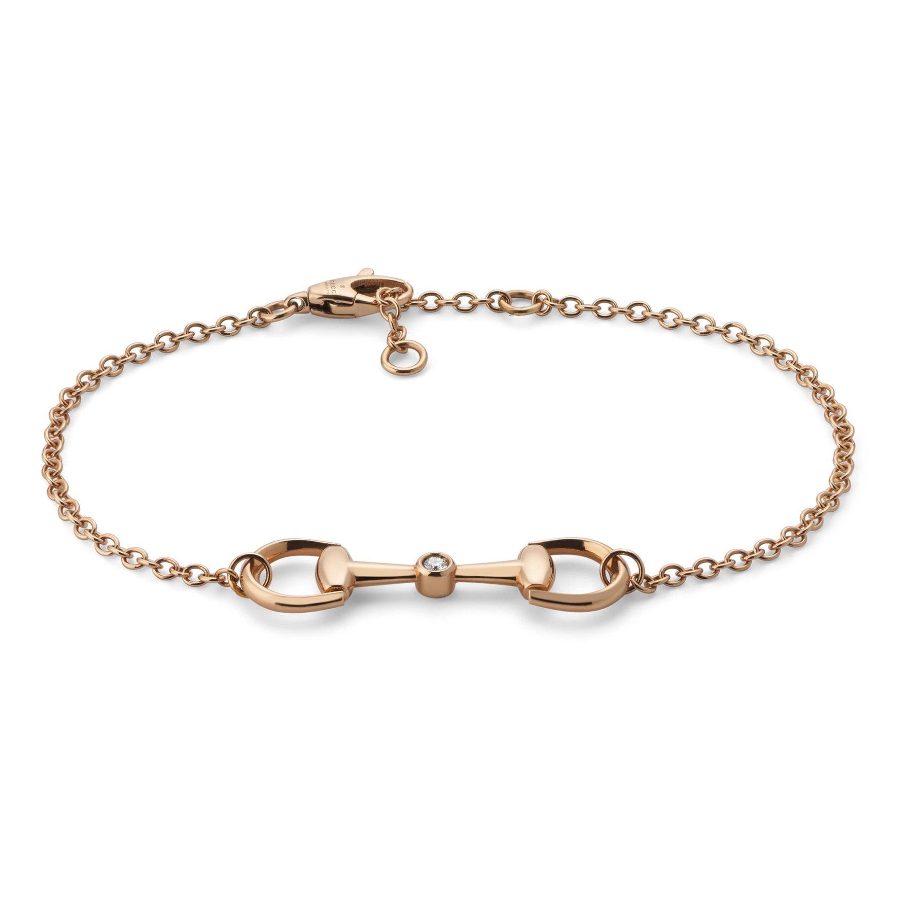 Gucci Horsebit 18ct Rose Gold Diamond Chain Bracelet