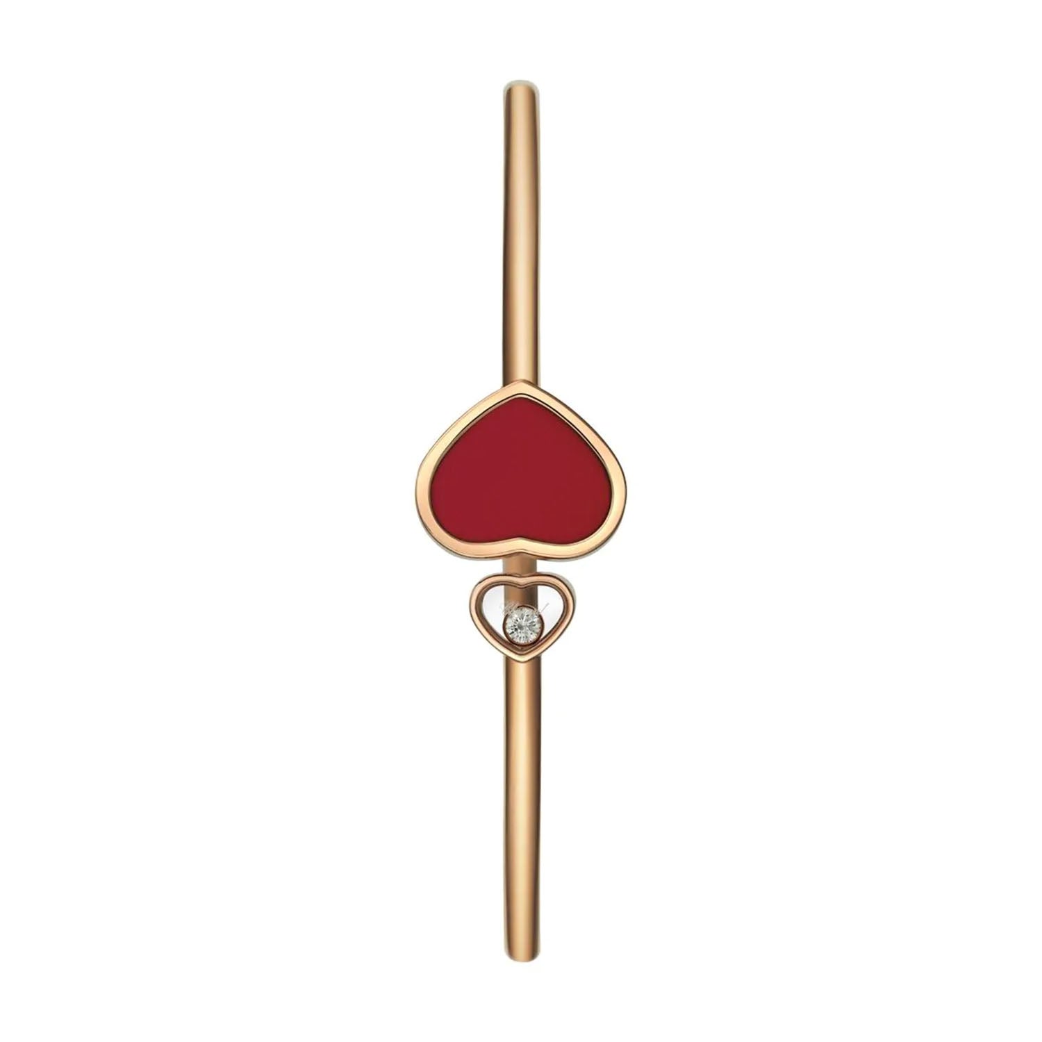 Chopard 18ct Rose Gold Happy Hearts Red Stone & Diamond Bangle - Berry's Jewellers