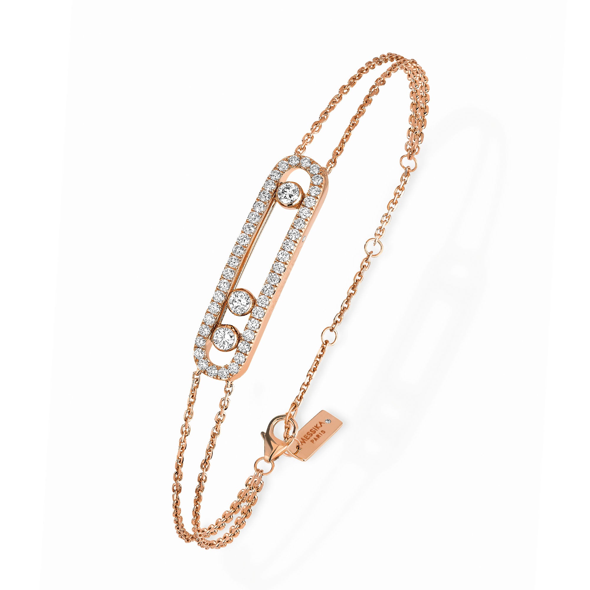 Messika Paris 18ct Pink Gold Move Classique Pave Three Diamond Set Bracelet - Berry's Jewellers