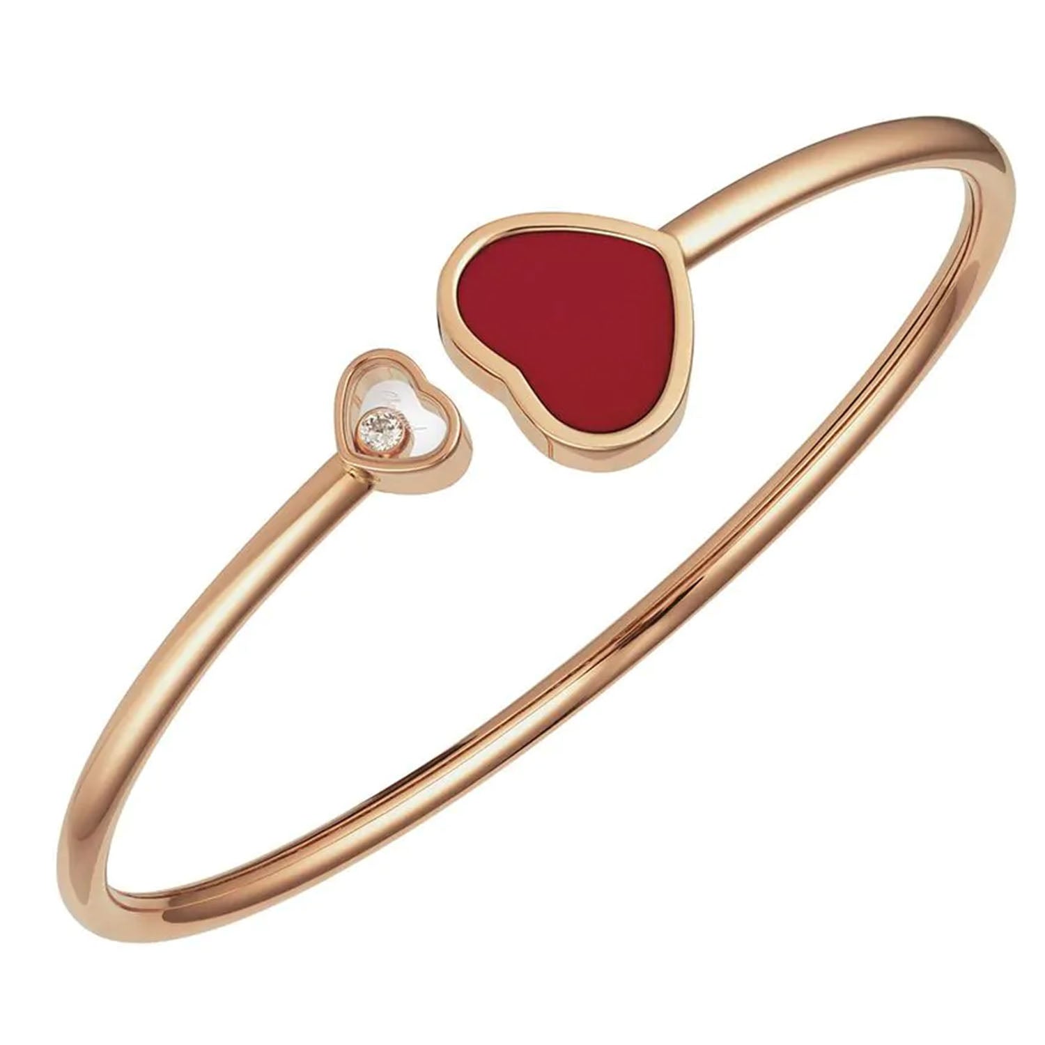 Chopard 18ct Rose Gold Happy Hearts Red Stone & Diamond Bangle - Berry's Jewellers