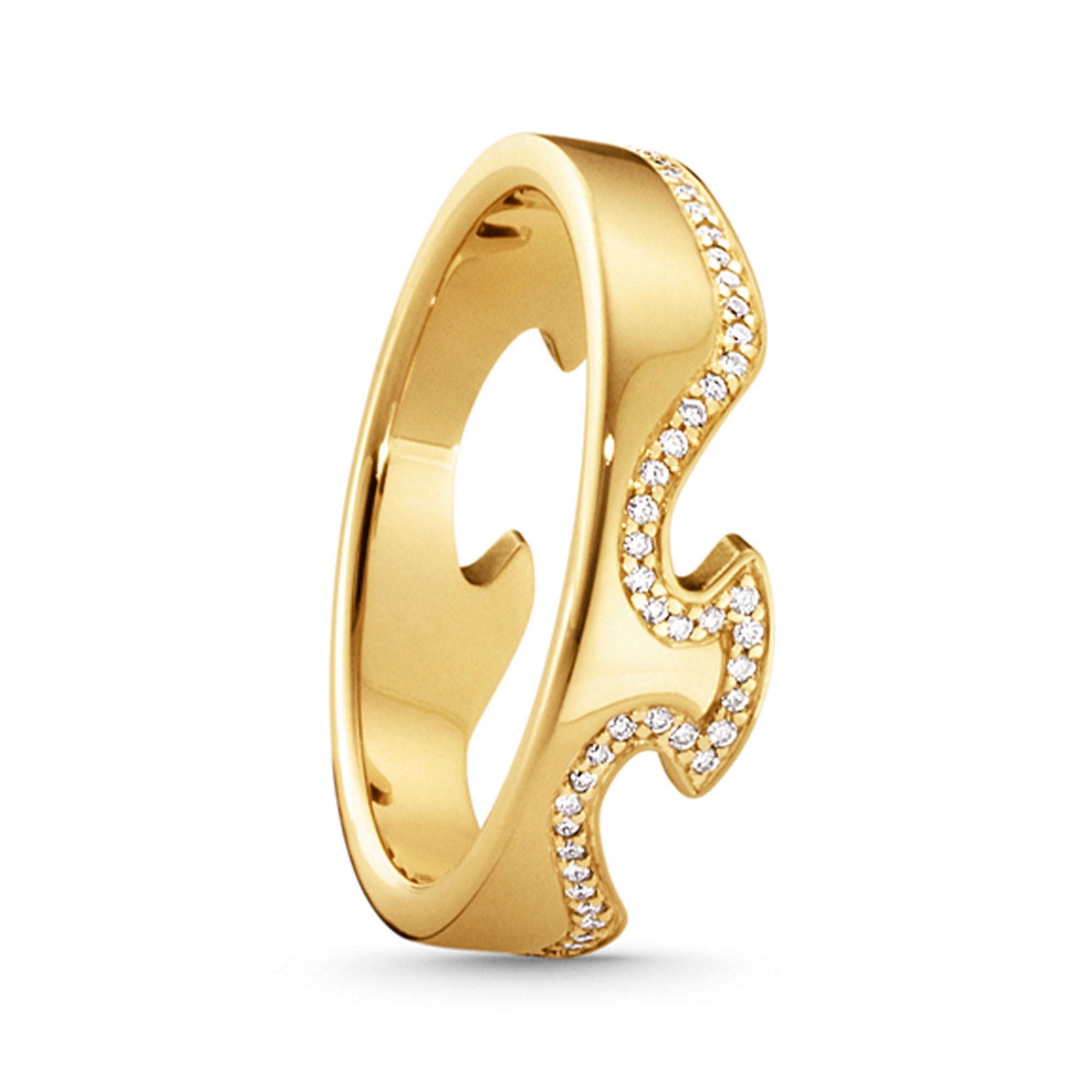 Georg Jensen Fusion 18ct Yellow Gold Diamond Set End Ring - Berry's Jewellers