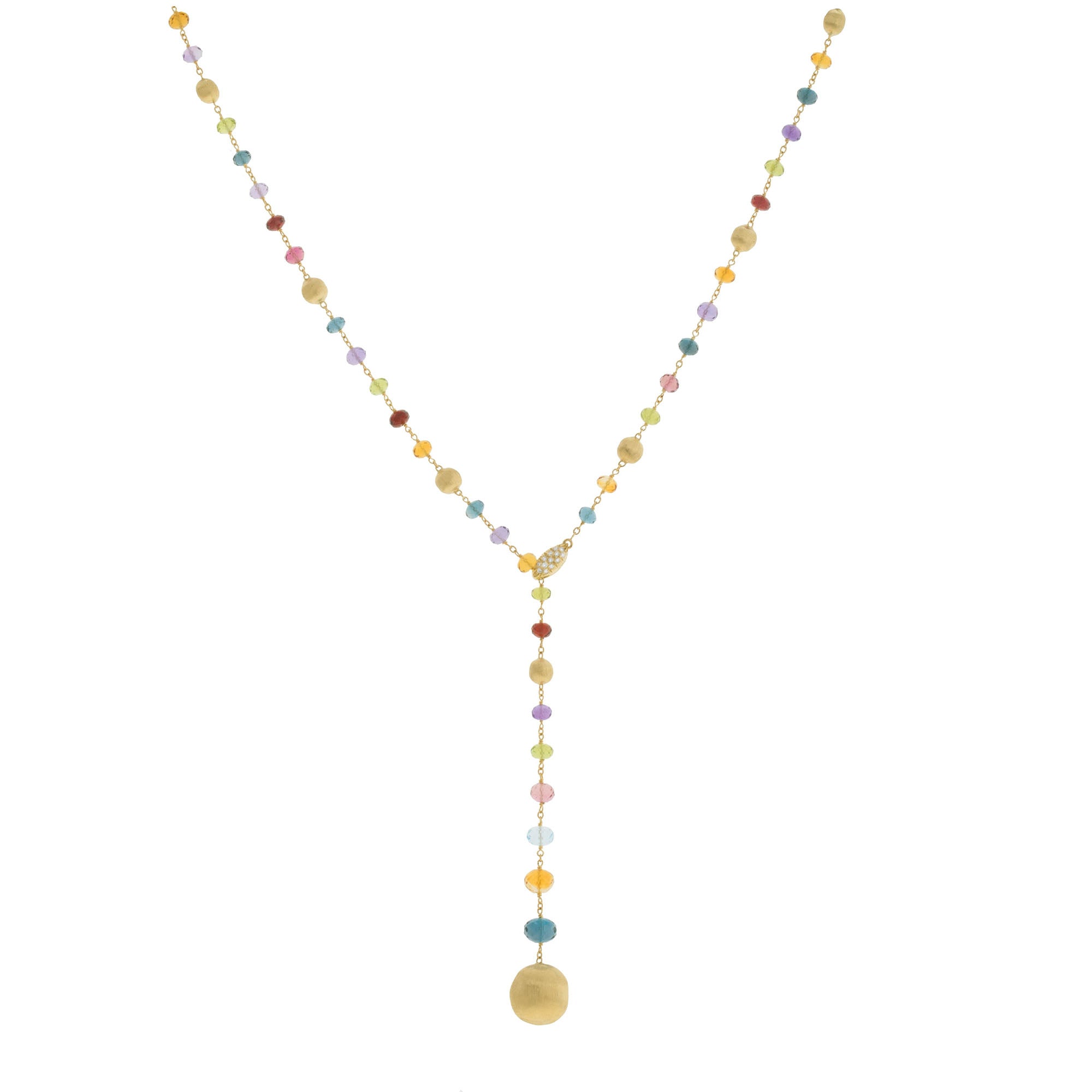 18ct Yellow Gold Africa Gemstones Lariat Necklace