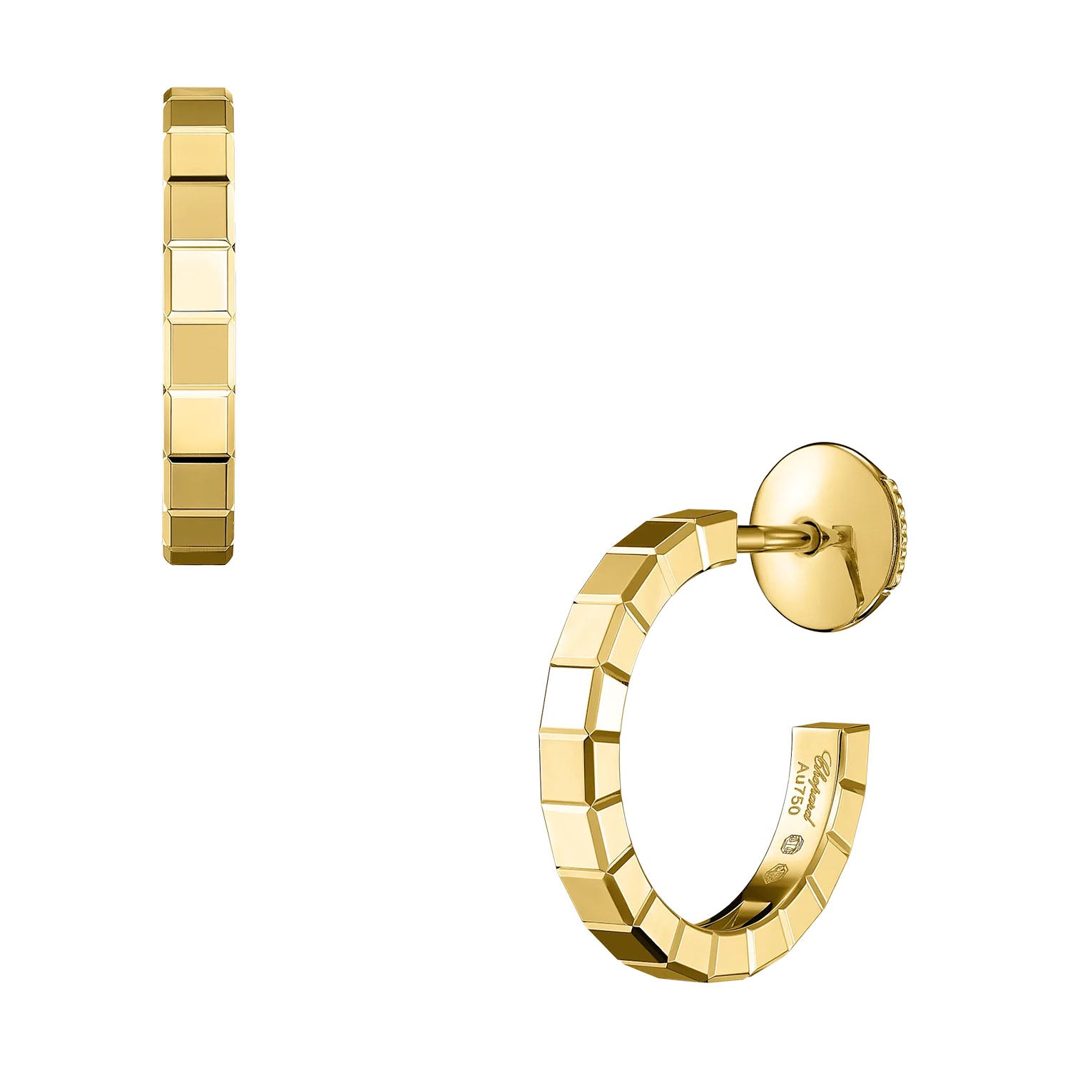 18ct Yellow Gold Ice Cube Hoop Earrings