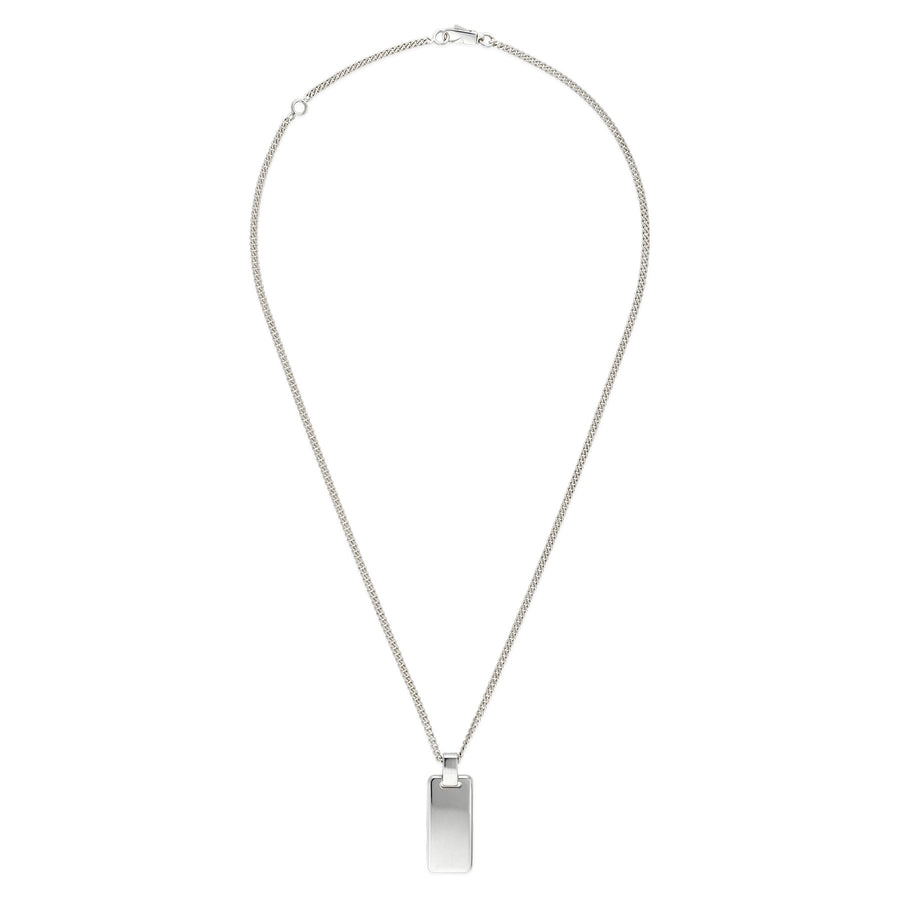 Gucci Signature Sterling Silver Tag Necklace