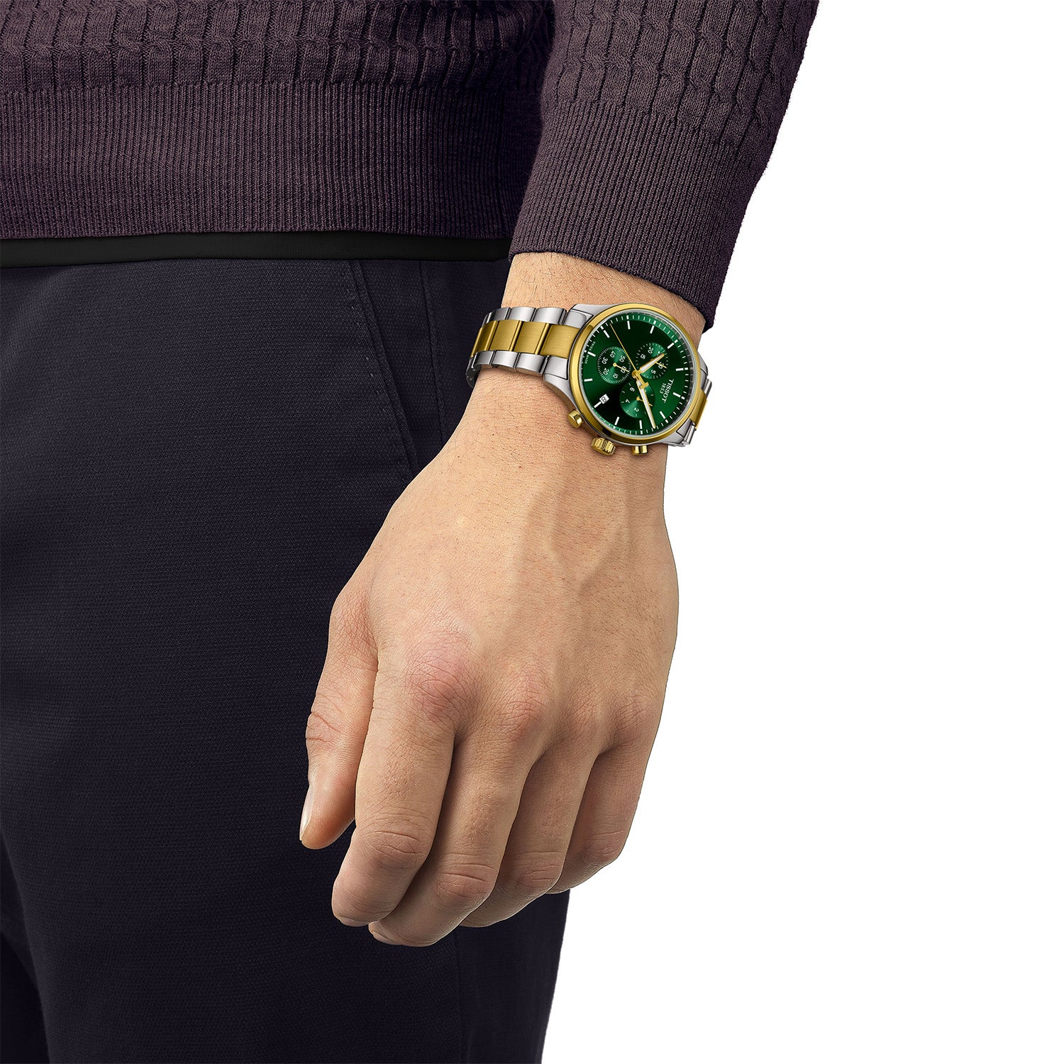 Chrono XL 45mm Green Dial Steel and Yellow Gold PVD Bracelet Watch